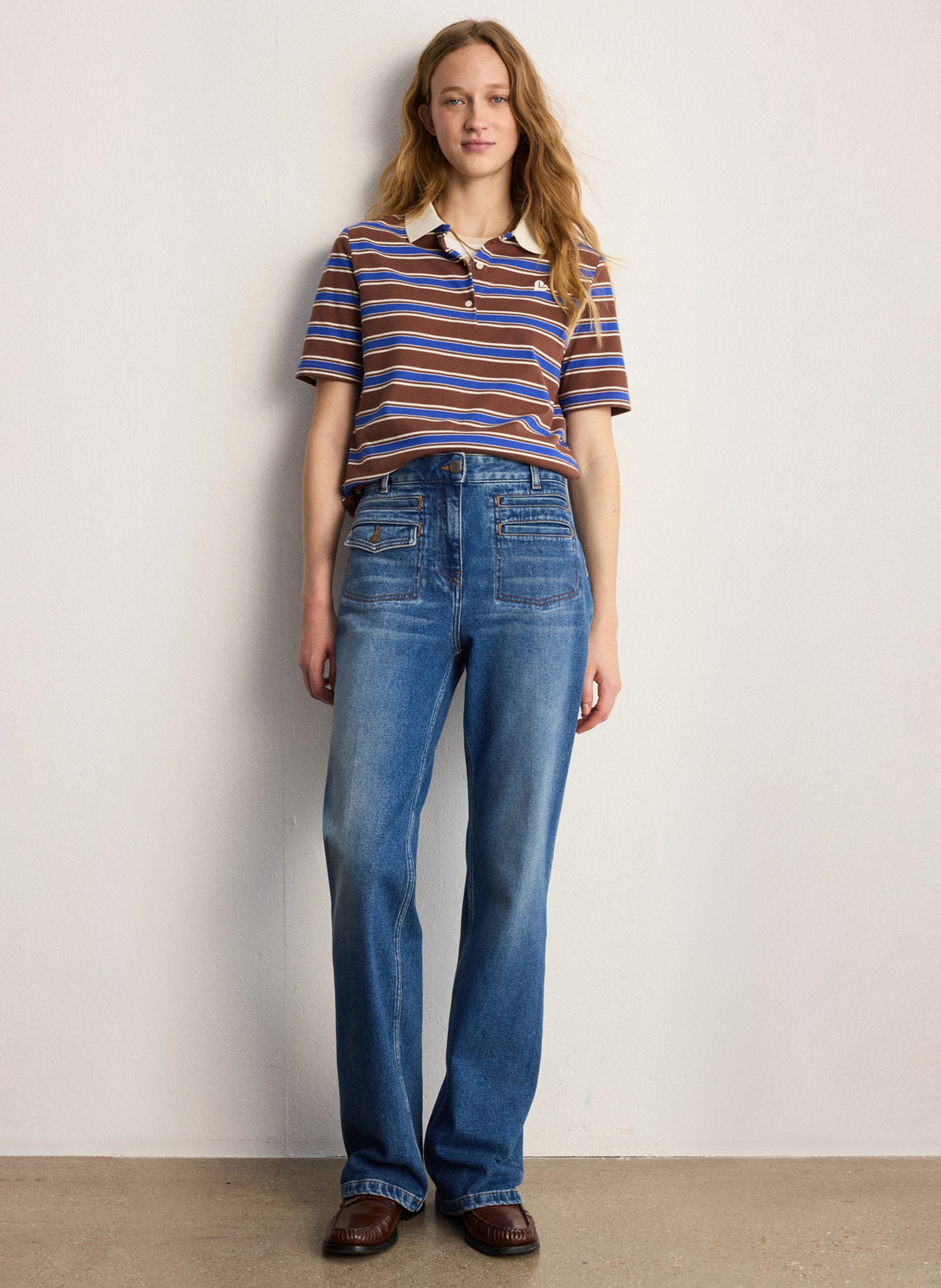 Flared cotton-blend jeans PABLO Blue