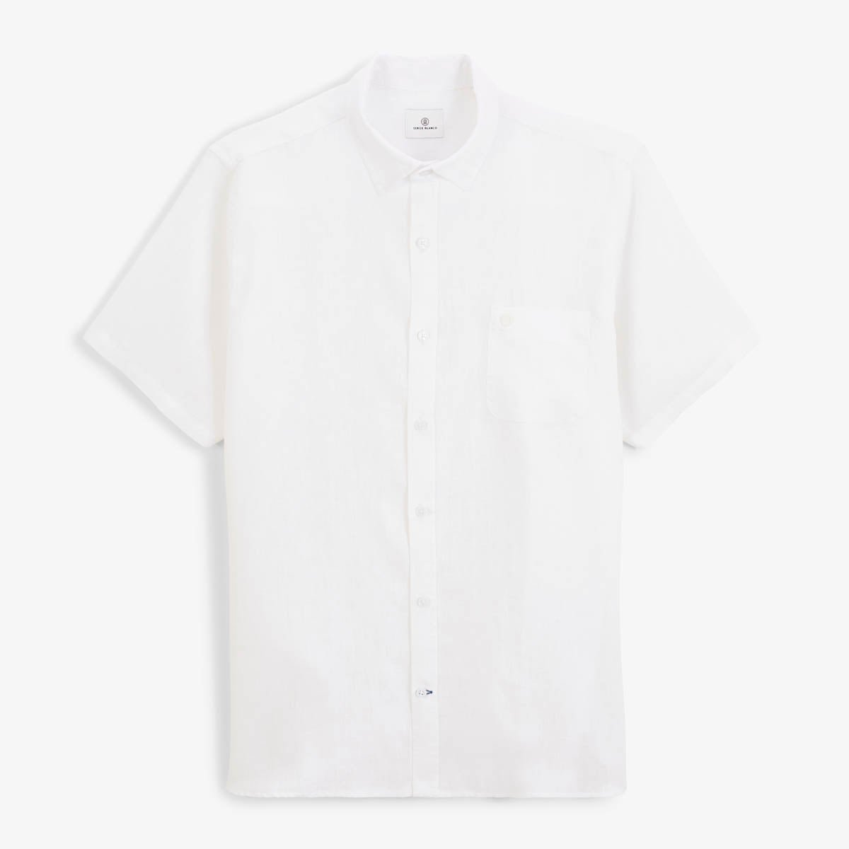 Short-sleeved plain linen shirt SERGE BLANCO White