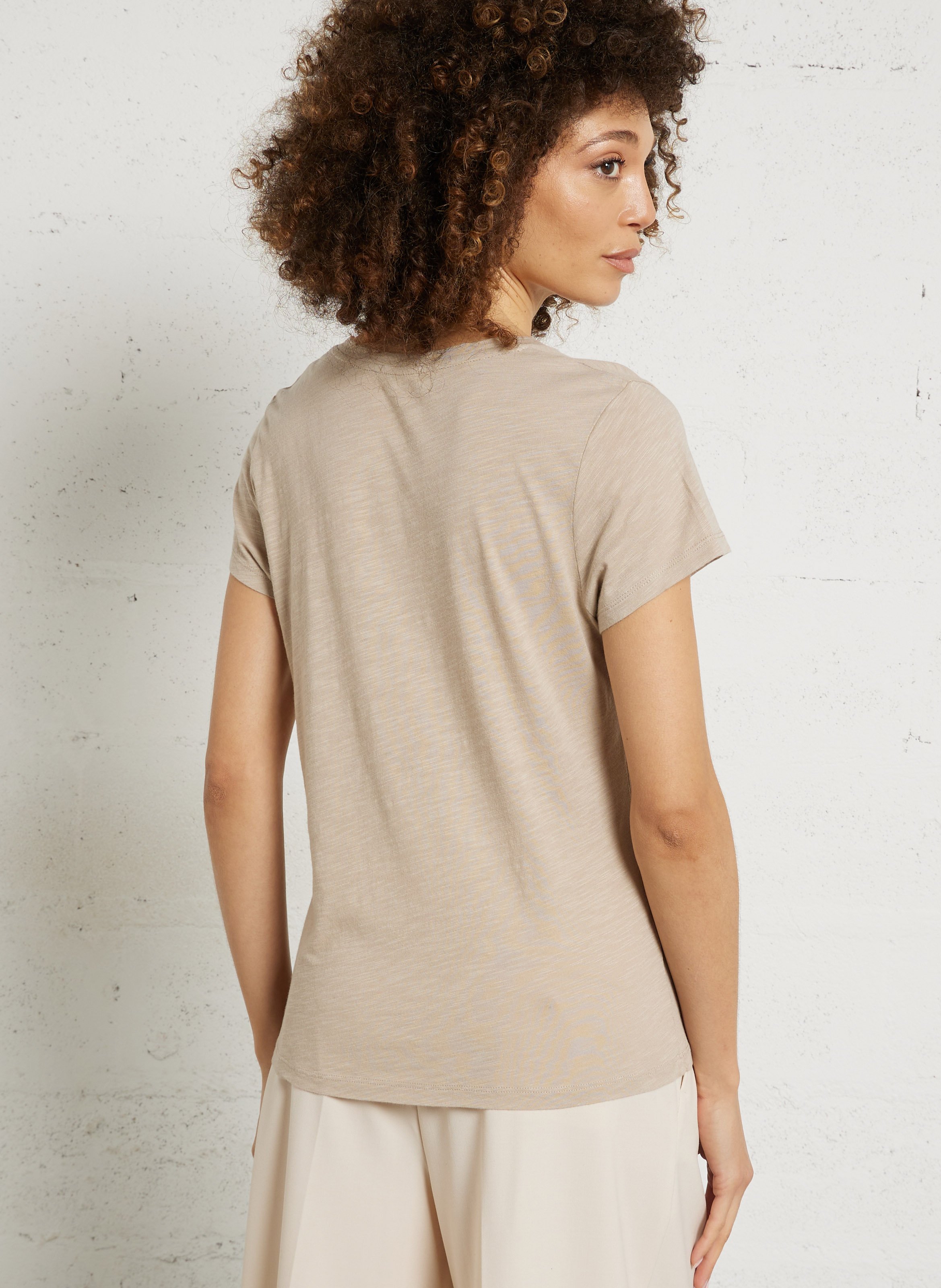 Tee-shirt col rond en coton mélangé AMERICAN VINTAGE Beige