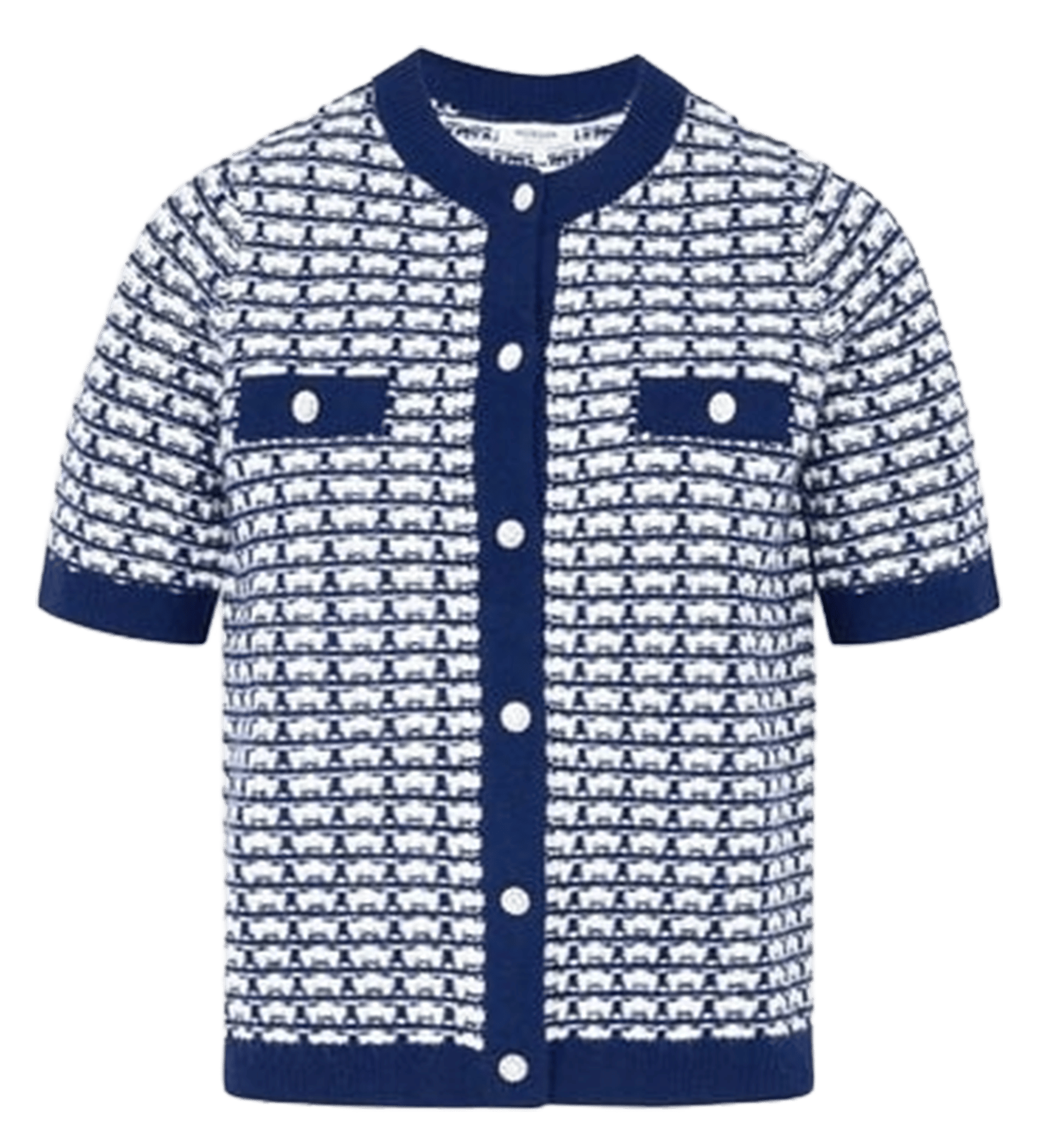 Short buttoned cardigan with pattern MORGAN Blue