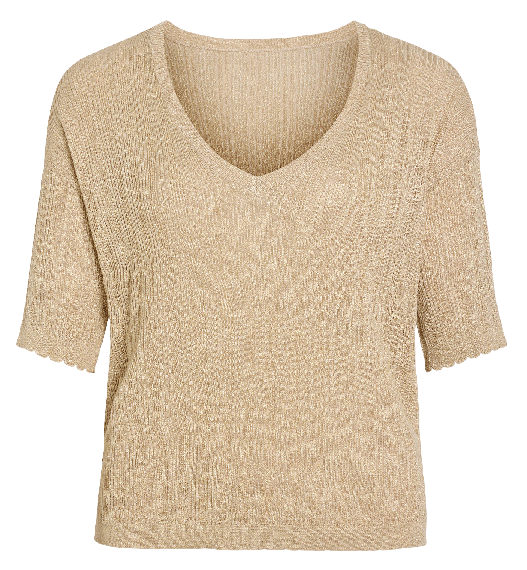 Straight V-neck T-shirt VILA Beige