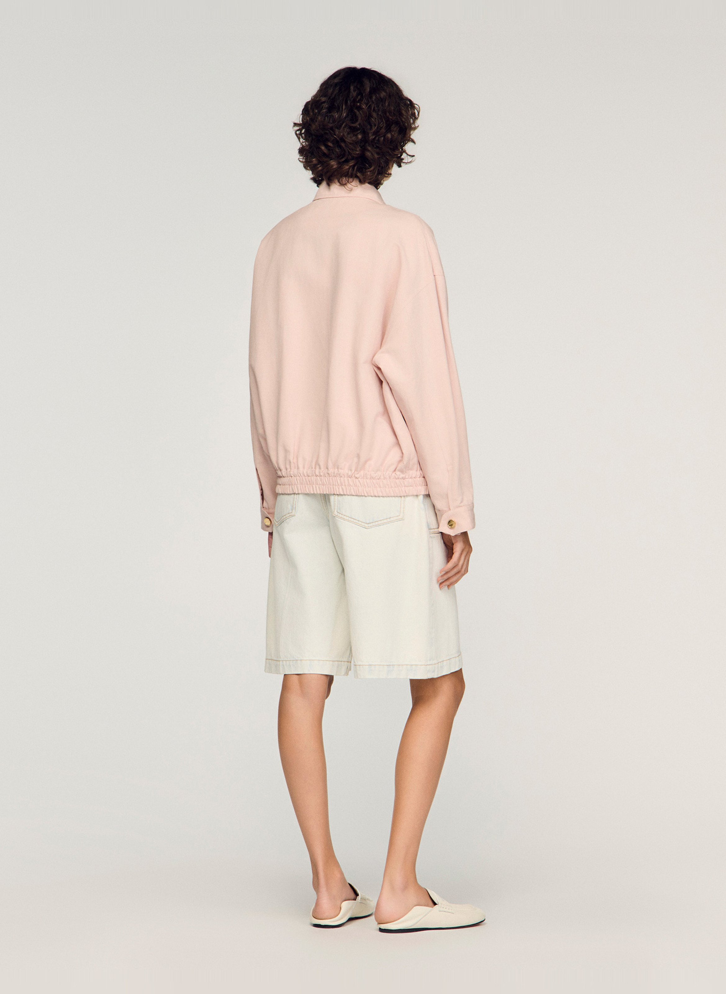 Loose-fitting plain zip-up jacket SANDRO Pink