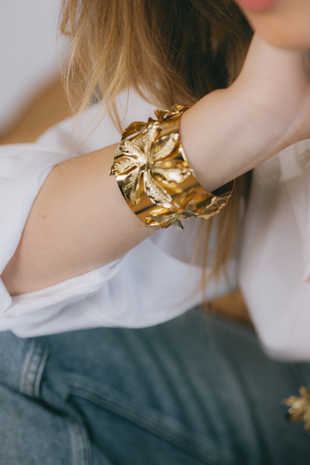 Gold-plated floral cuff MONSIEUR SIMONE Silver