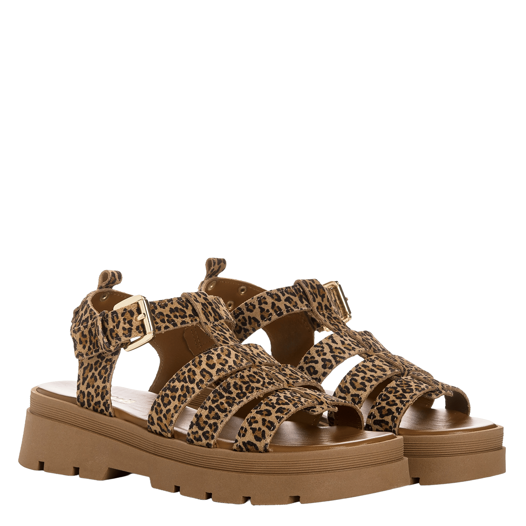 Sandales plates léopard REQINS Marron