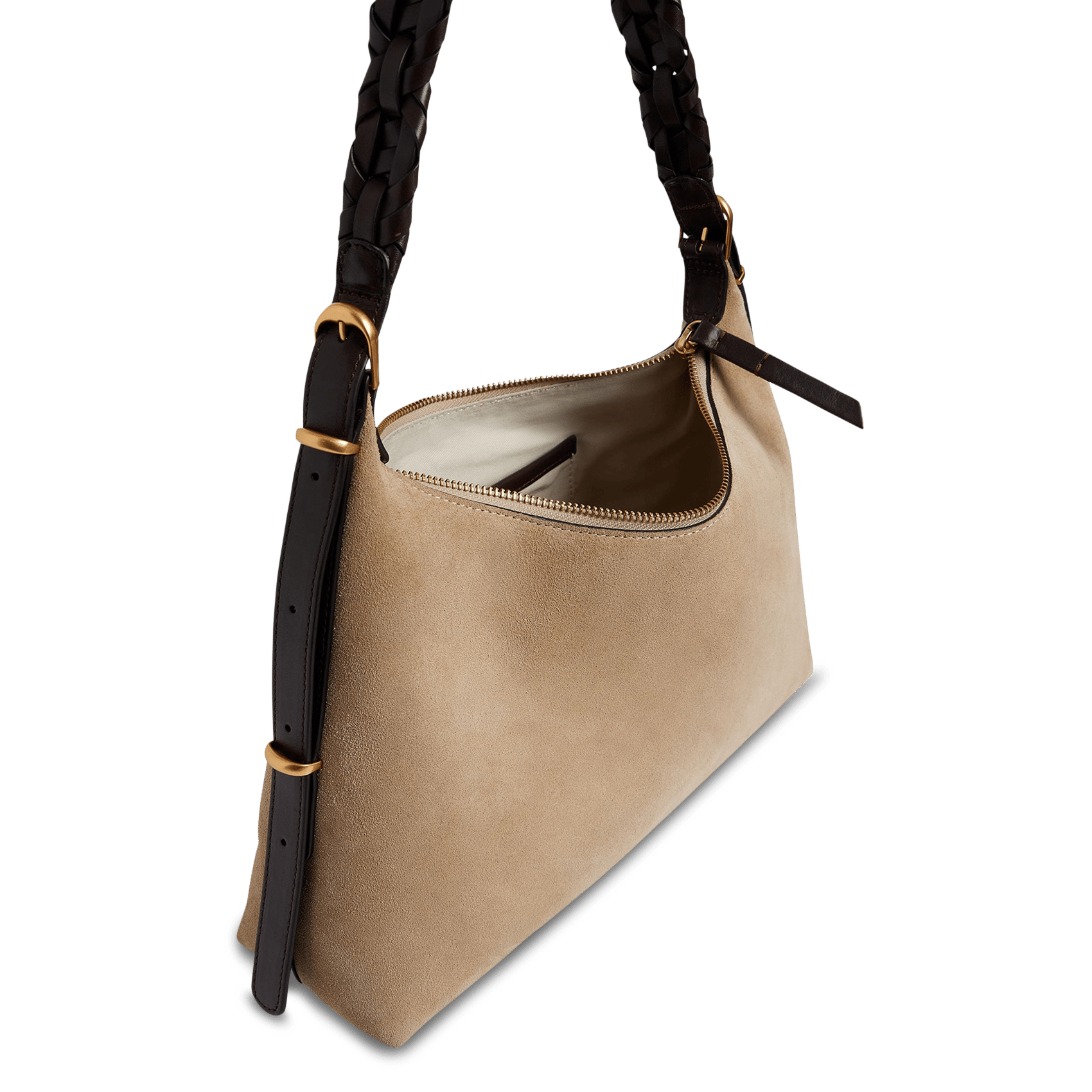 Buideltas van getextureerd leer met veters VANESSA BRUNO Beige