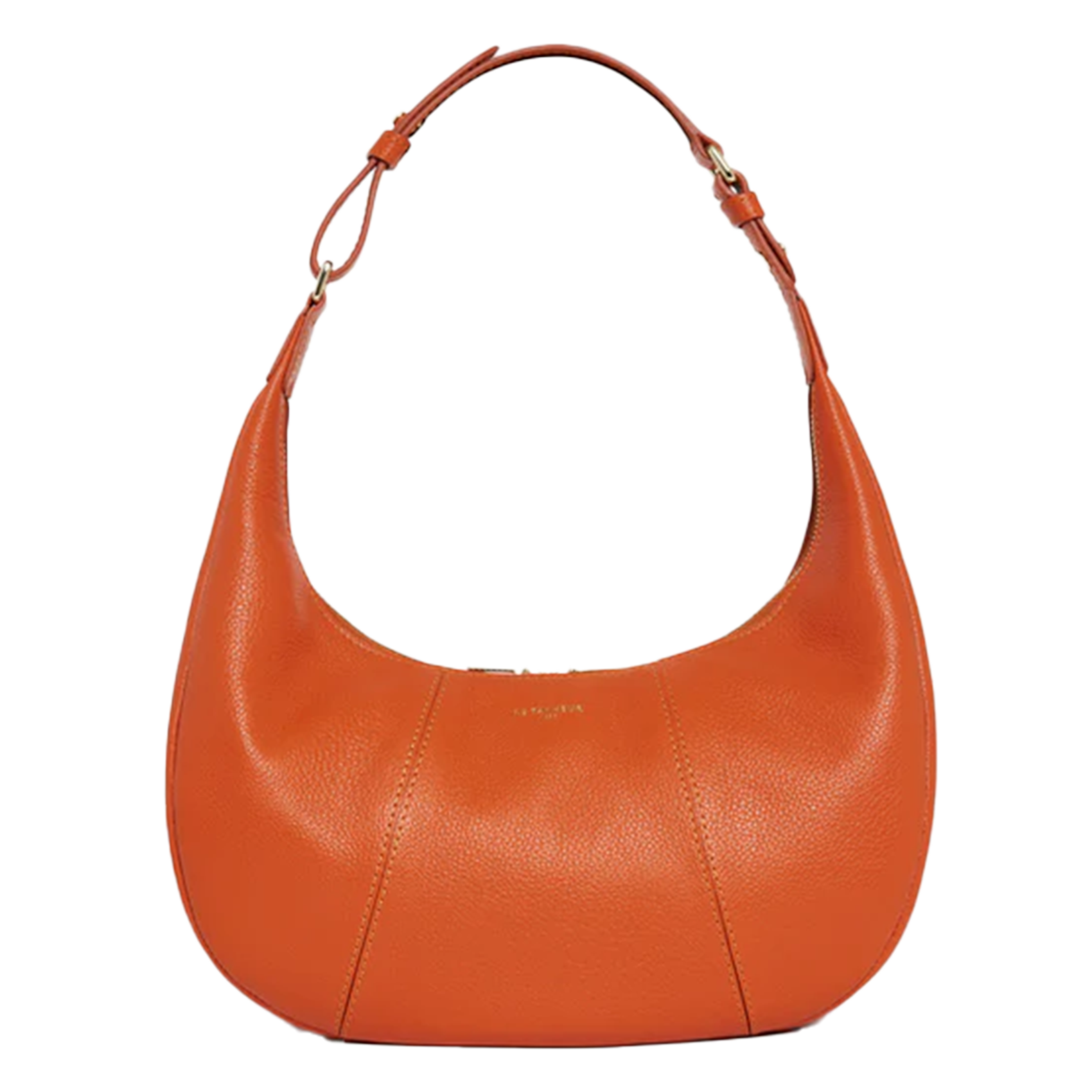 Kleine hobo tas met rits in korrelig leer LE TANNEUR Oranje