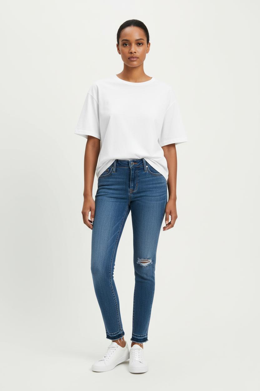 Cropped slim jeans with studs LEVI'S - Seconde main Blue