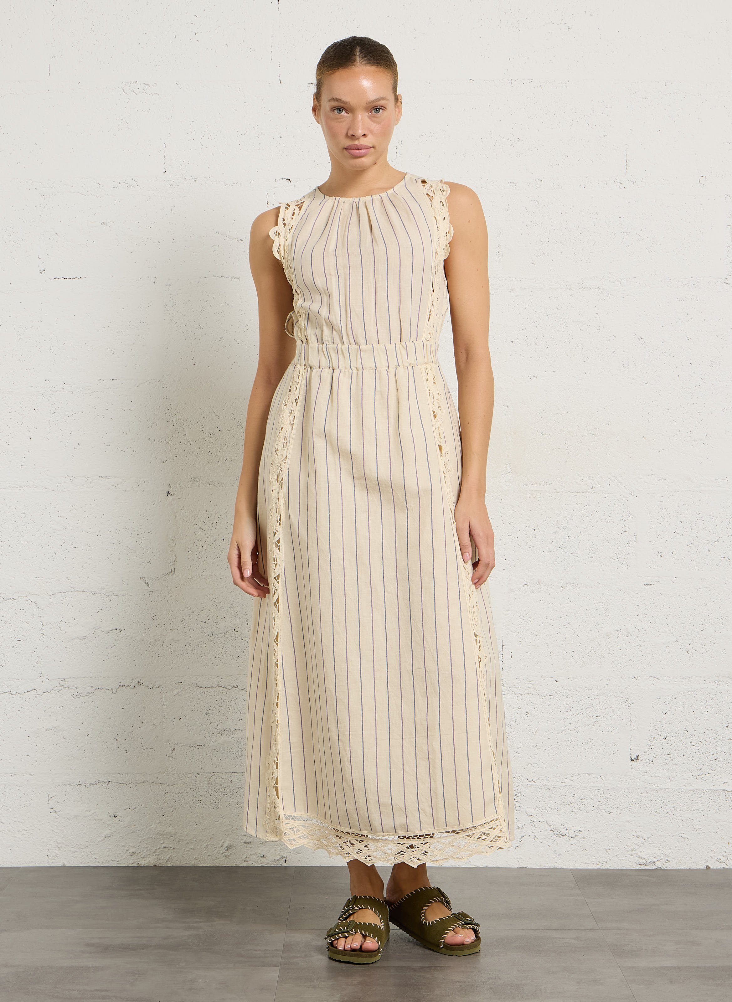 Lange jurk met ronde hals LOUISE MISHA Beige