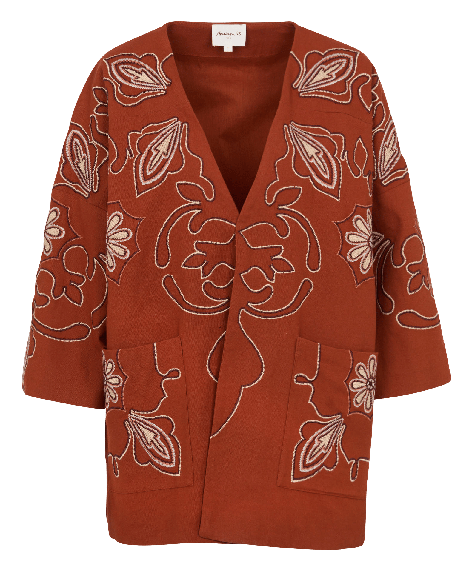 Veste droite manches 3/4 brodée MAISON 123 Rouge