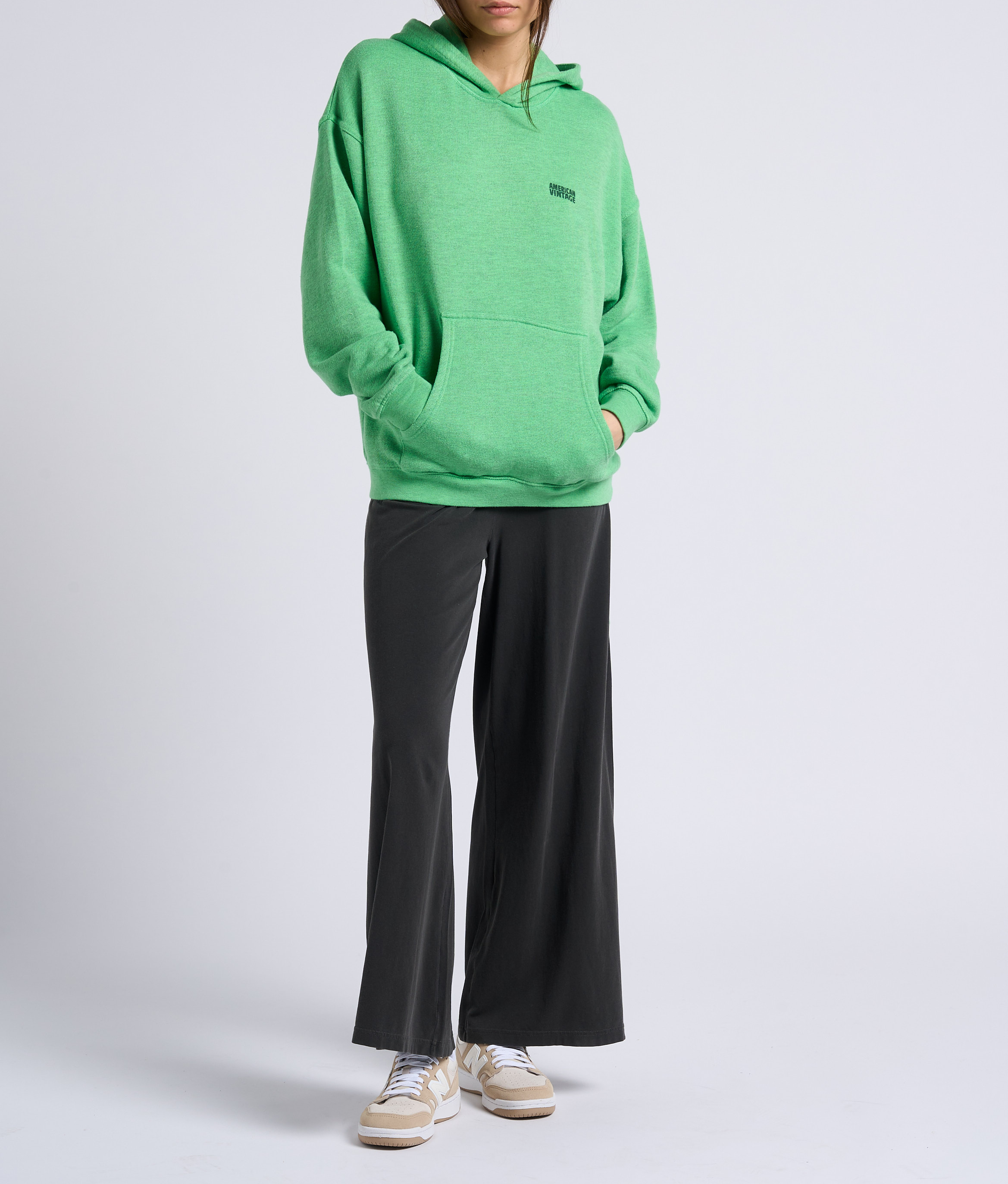 Weite Jogginghose aus Baumwoll-Mix mit hohem Bund AMERICAN VINTAGE Schwarz