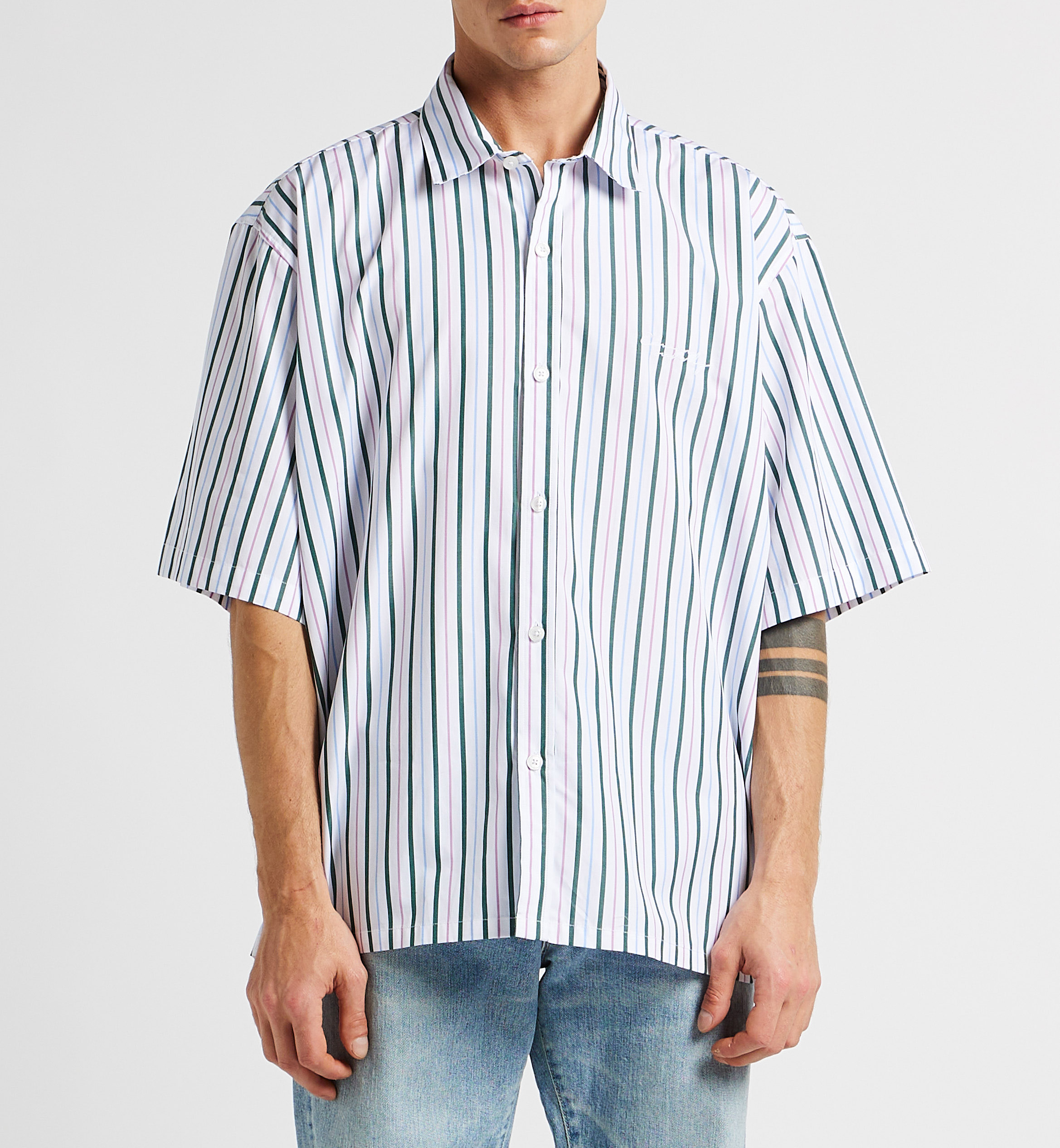 Chemise oversize col classique en coton rayé EDWIN Multicolore