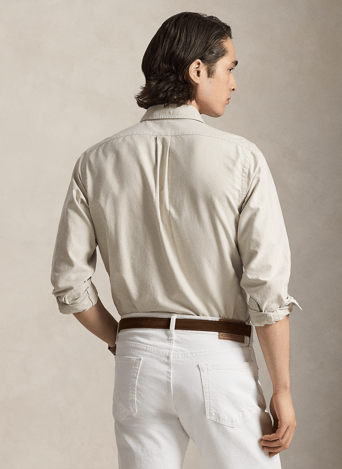 Slim-fit cotton shirt with classic collar POLO RALPH LAUREN Beige