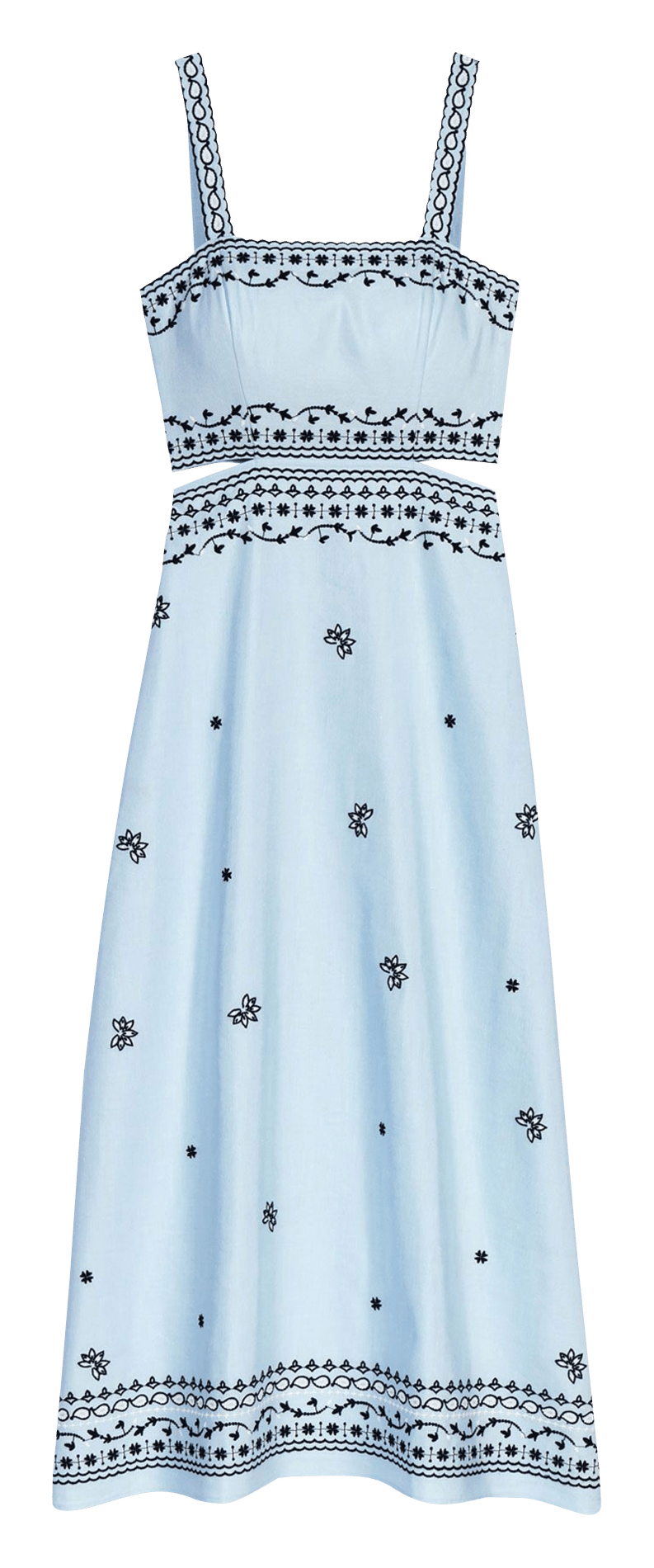 Robe longue évasée en lin mélangé MAJE Bleu
