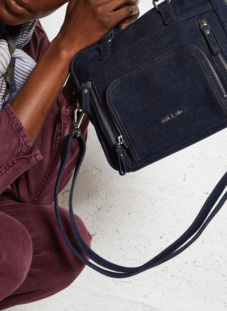 Schoudertas van denim van katoen NAT & NIN Blauw