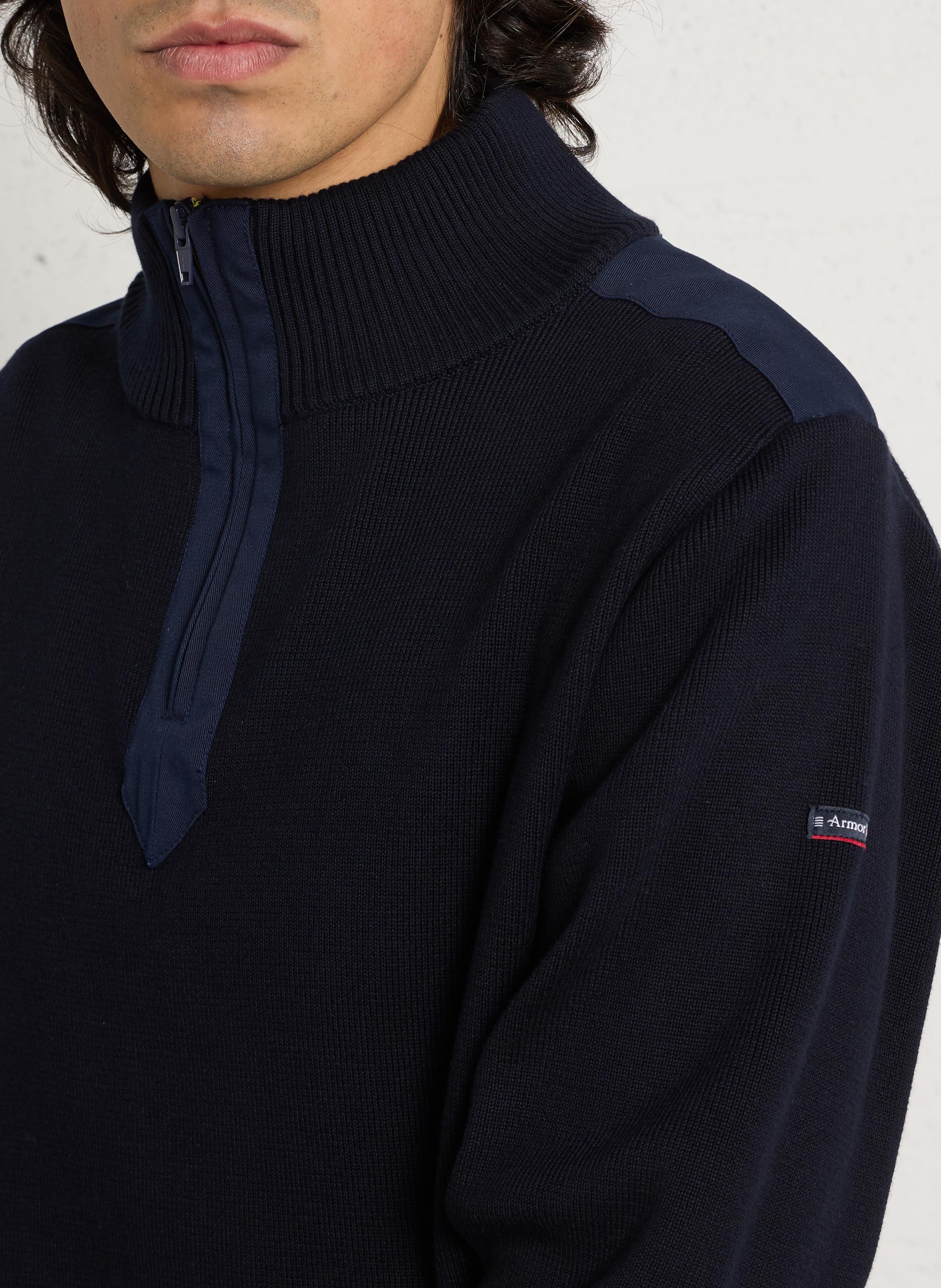 Gerader Baumwollpullover mit Trichterkragen ARMOR LUX Blau