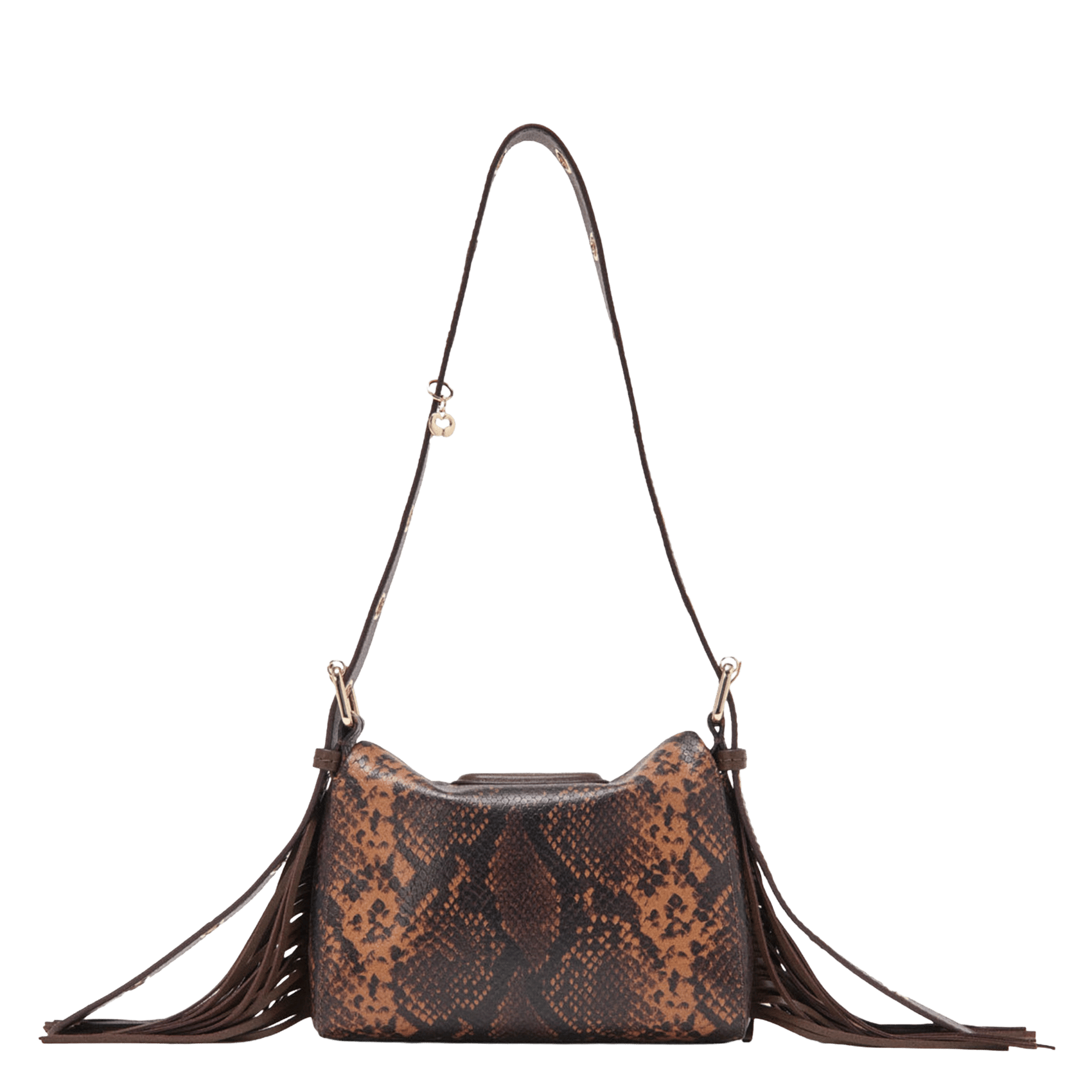 Sac bandoulière python en cuir MAJE Marron
