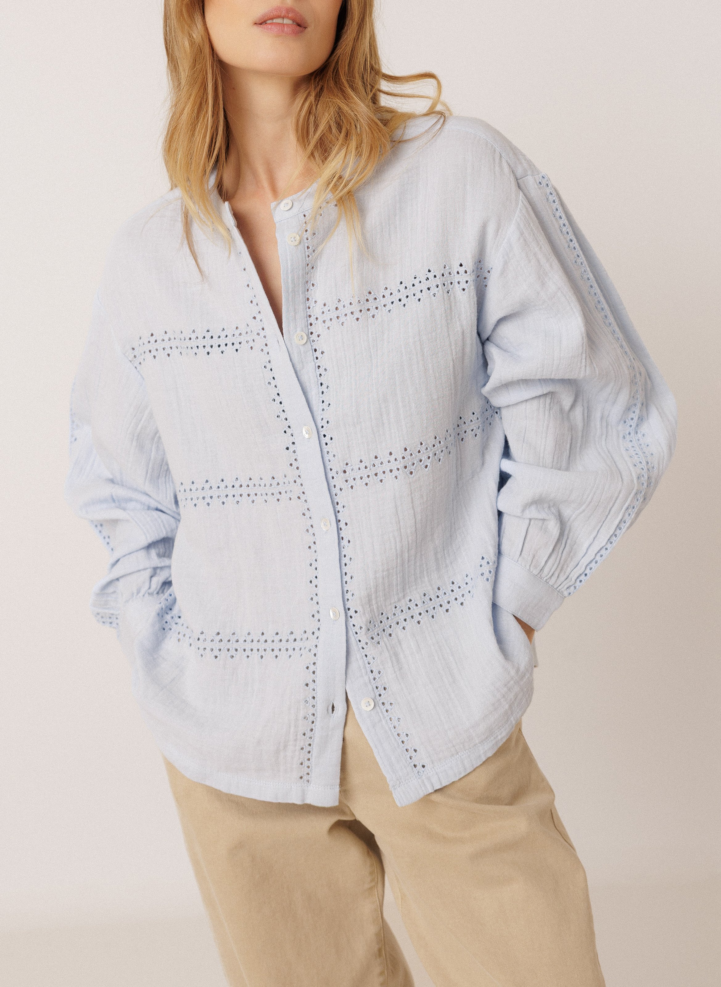Straight cotton shirt INDI & COLD Blue