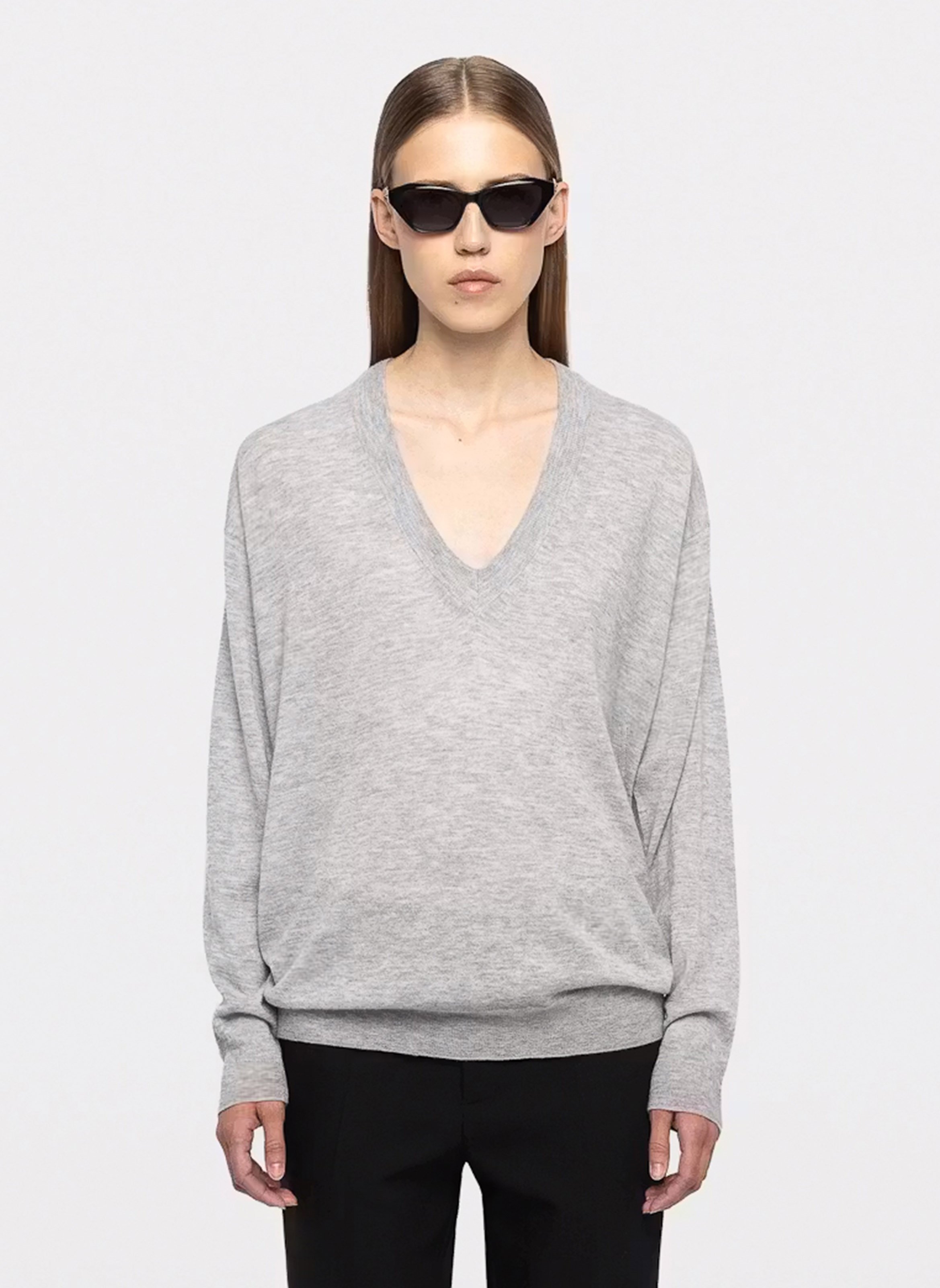 Oversize-Pullover mit V-Ausschnitt - Kaschmir ZADIG&VOLTAIRE Grau