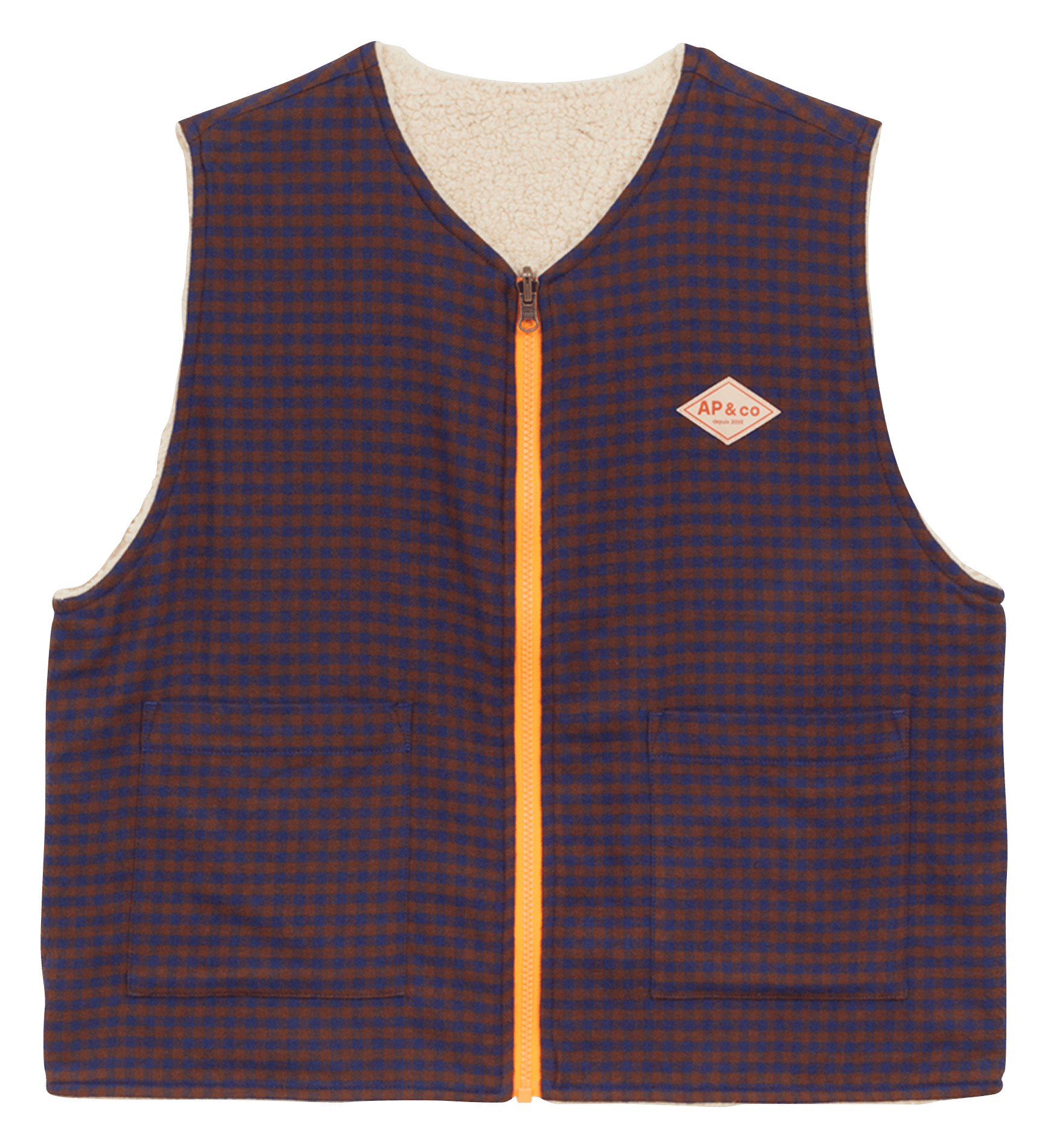 Recht vichy vest van biologisch katoen A.P Bruin
