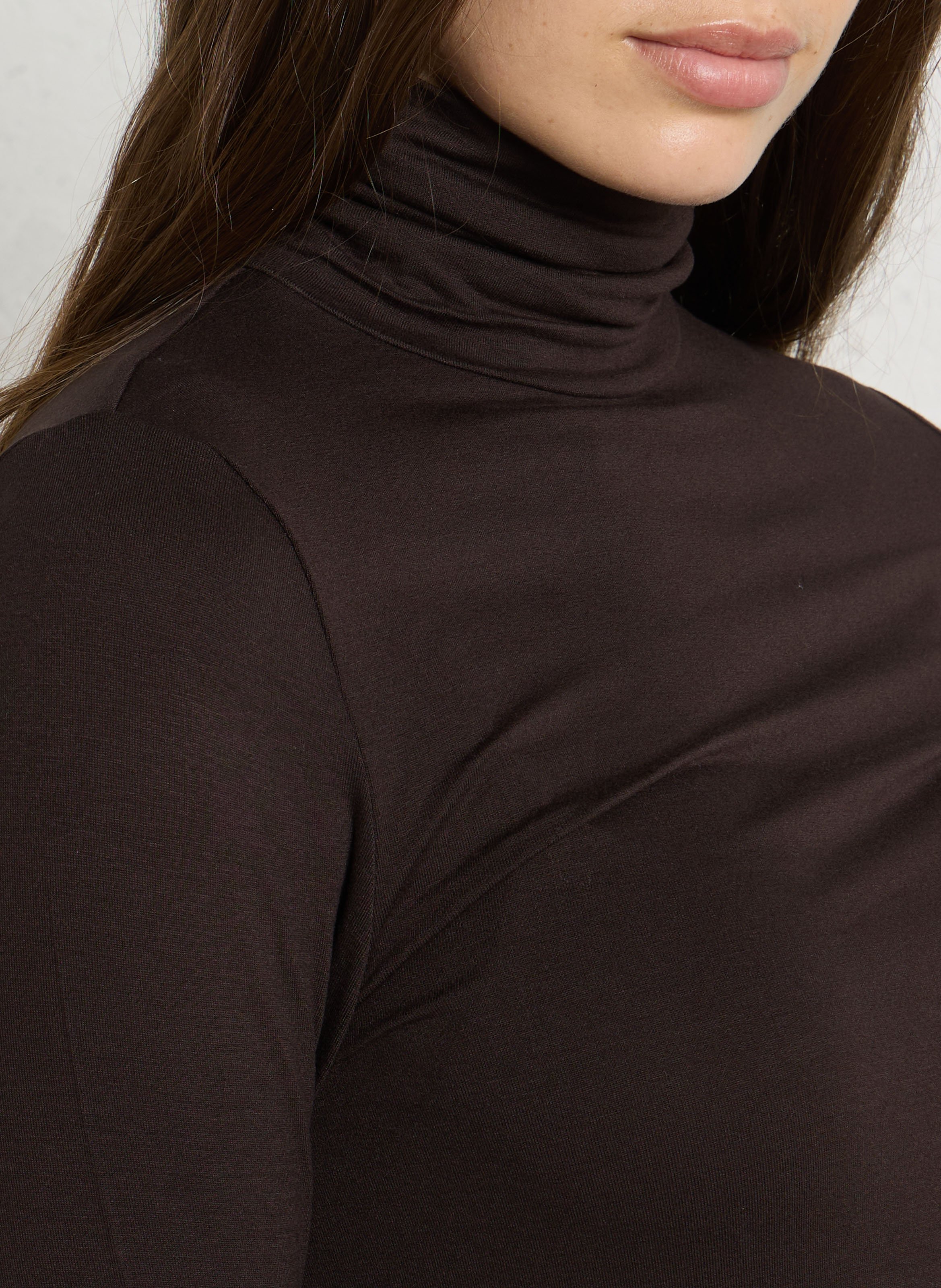 T-shirt met opstaande kraag MAJESTIC FILATURES Bruin