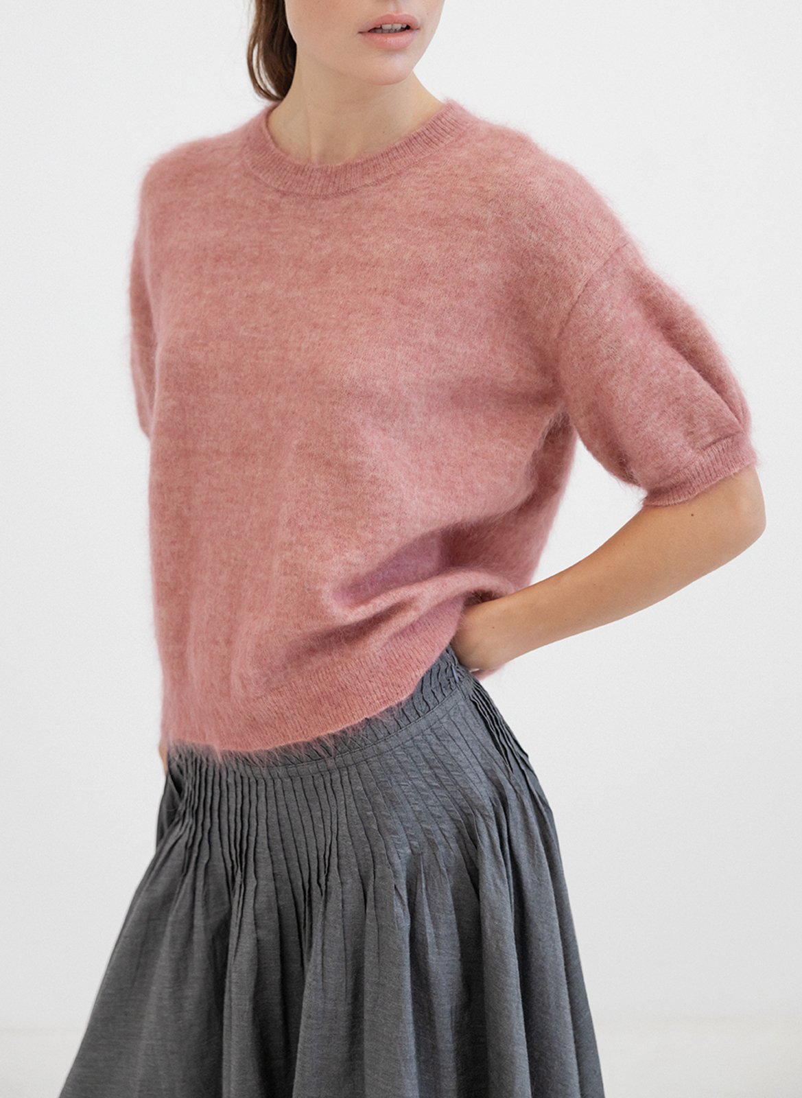 Short-sleeved wool blend sweater PROJECT-AJ117