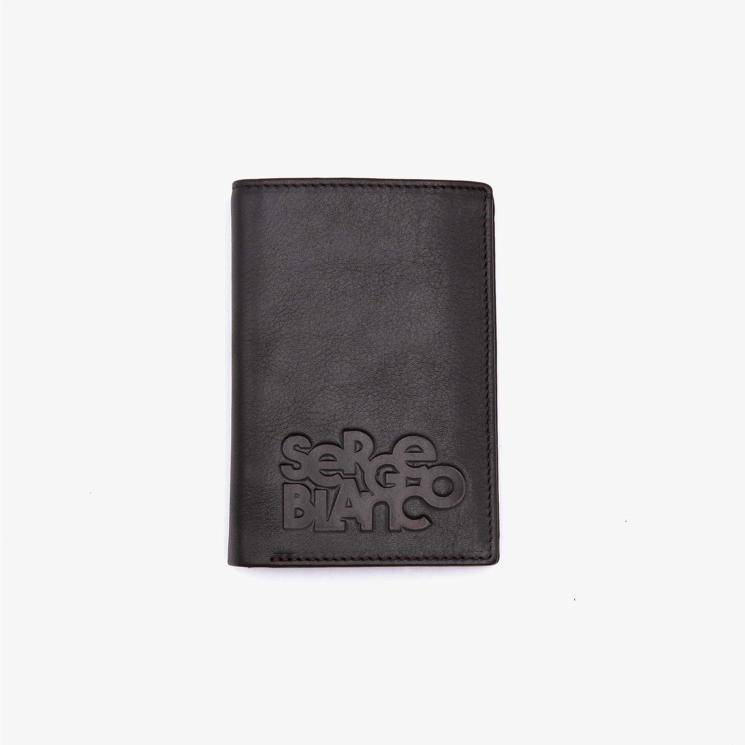 Leather wallet with embossed logo SERGE BLANCO Brown