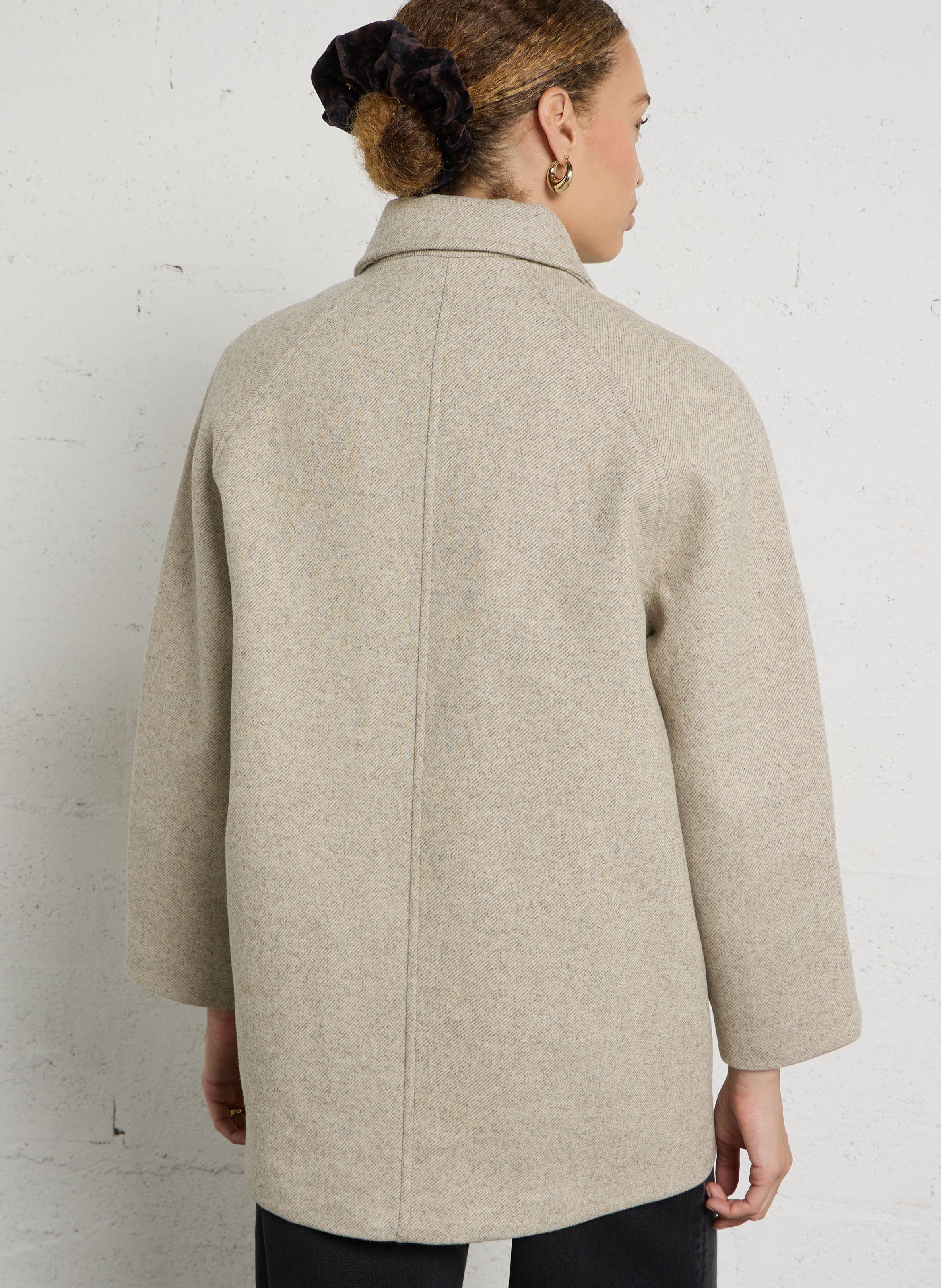 Oversize-Wollmantel mit Reverskragen DES PETITS HAUTS Beige
