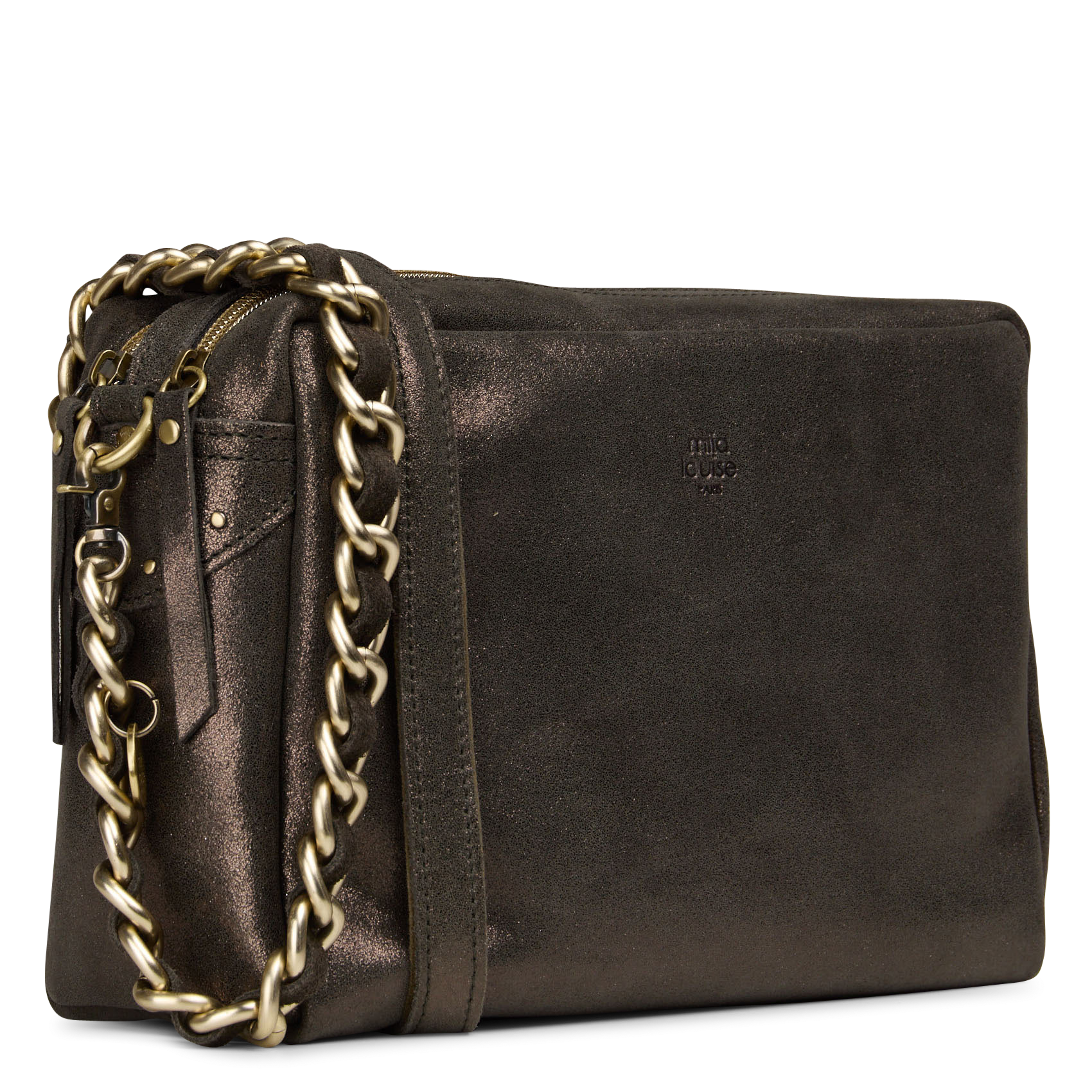 Umhängetasche aus Leder MILA LOUISE Khaki