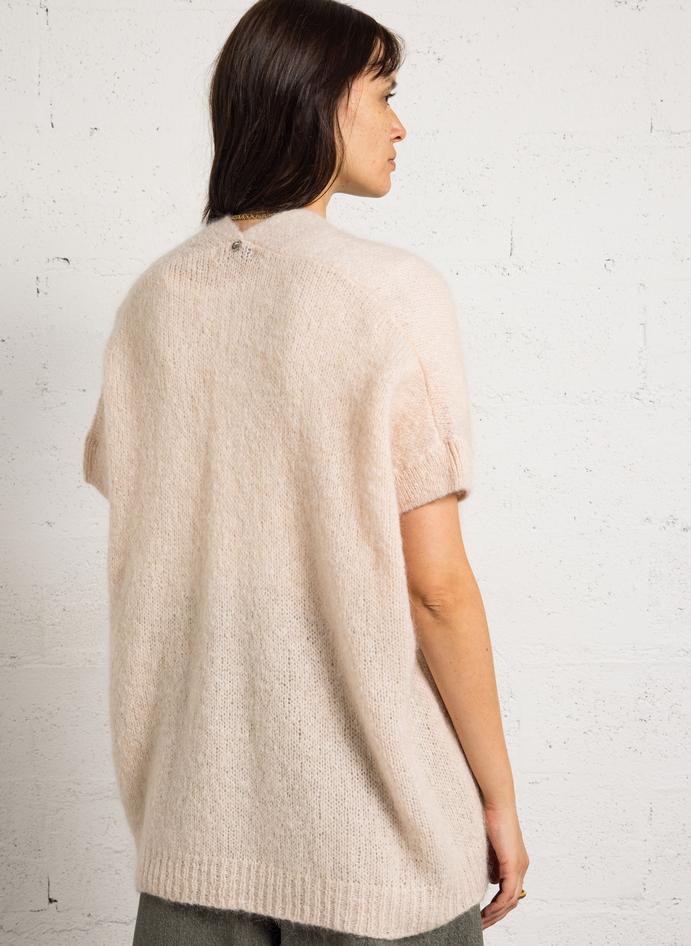 Sleeveless wool-blend cardigan PLEASE Beige