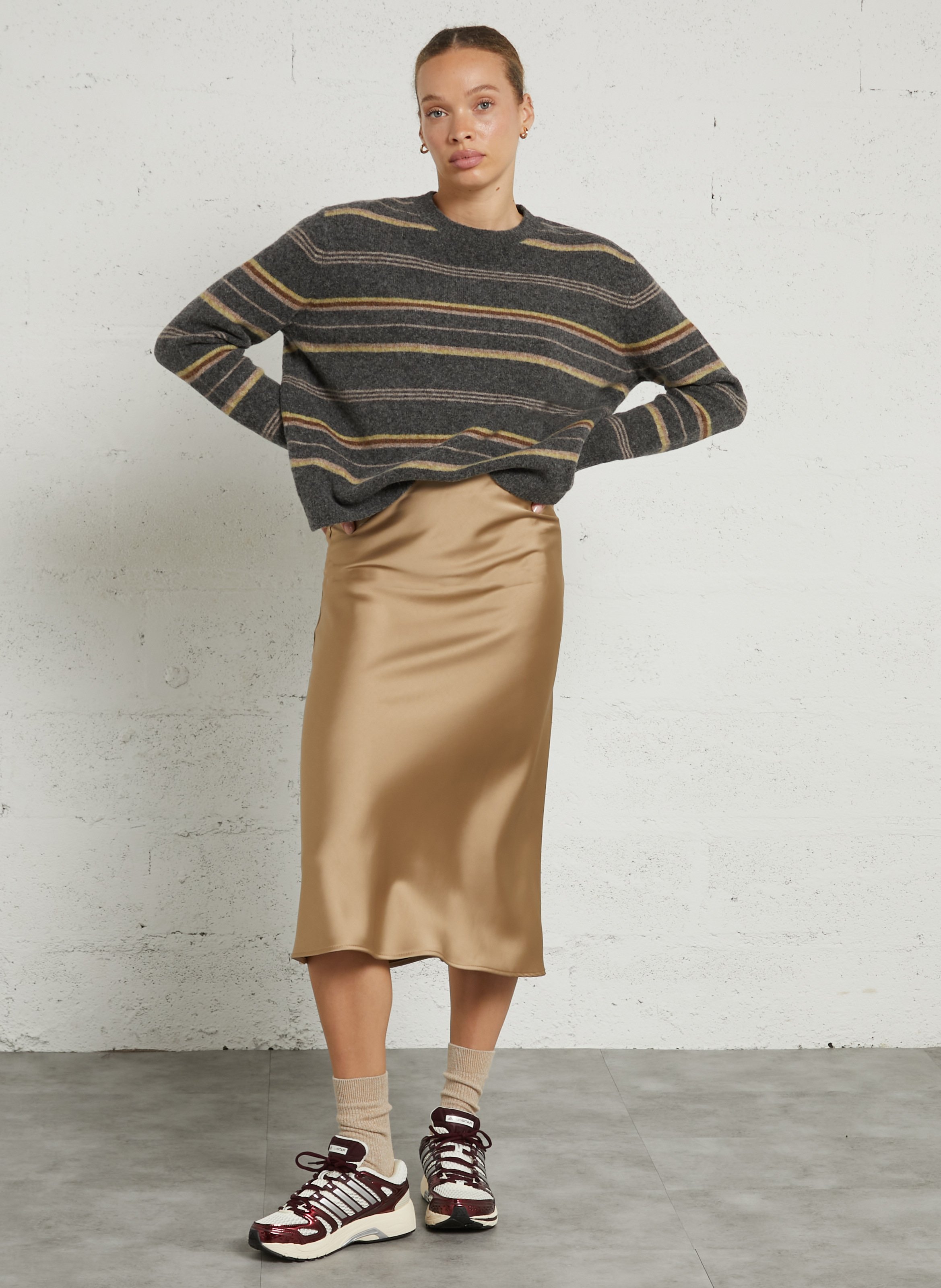 Jupe midi fluide IMPERIAL Beige
