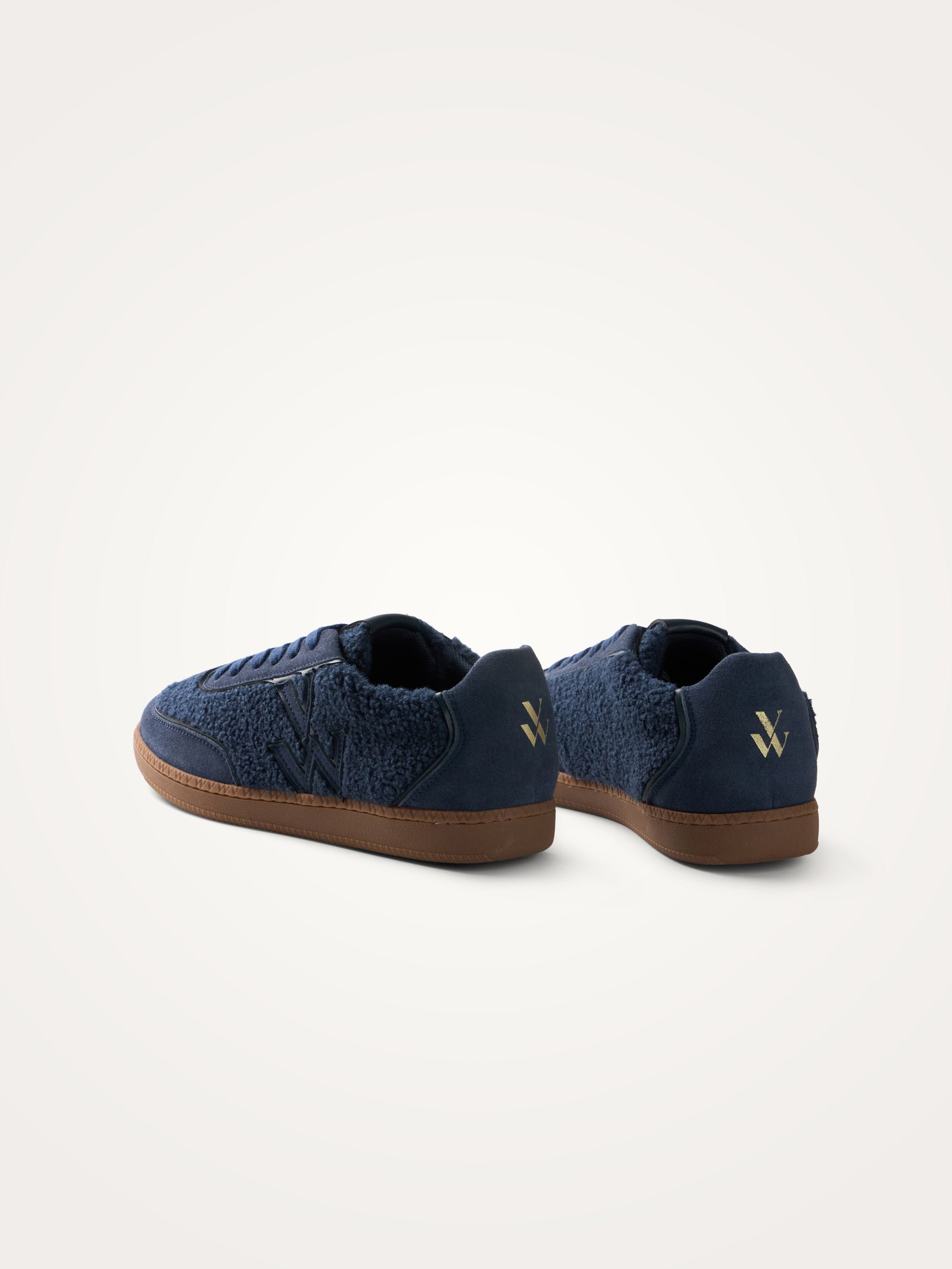 Monogram faux shearling sneakers with retro sole VANESSA WU Blue