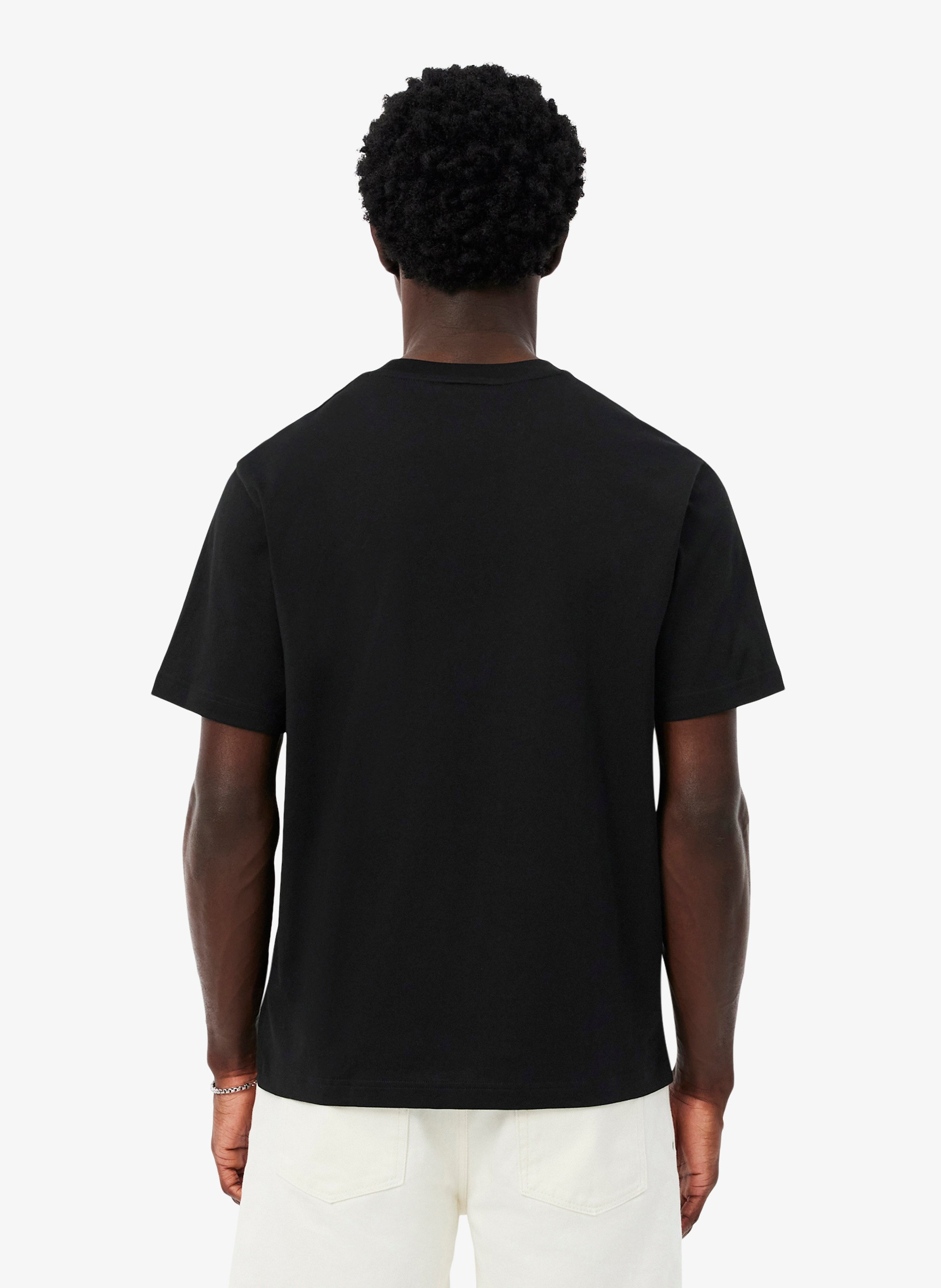 Einfarbiges T-Shirt mit Baumwolllogo LACOSTE Schwarz