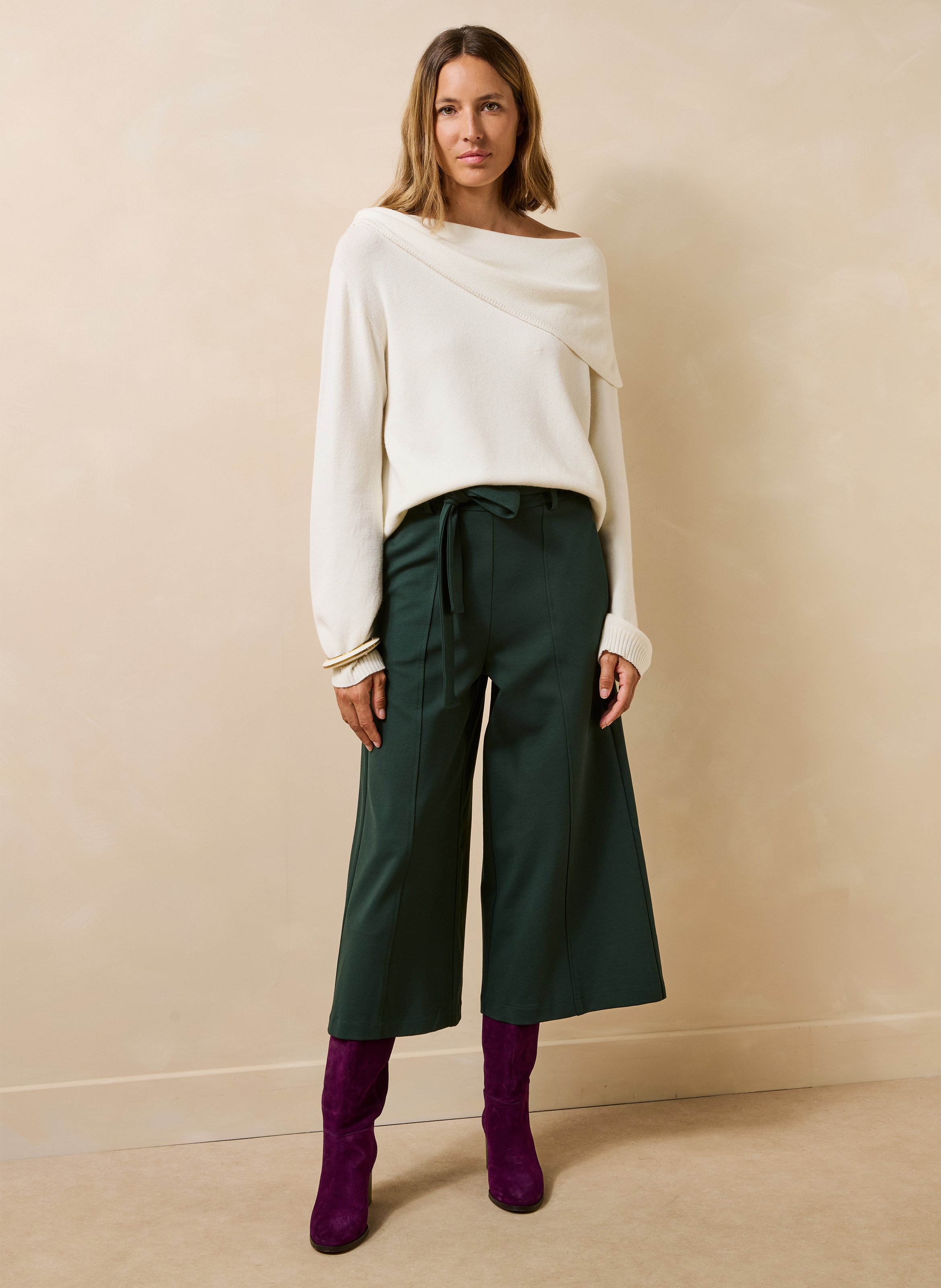 Oversized draped neck pullover LA FEE MARABOUTEE White