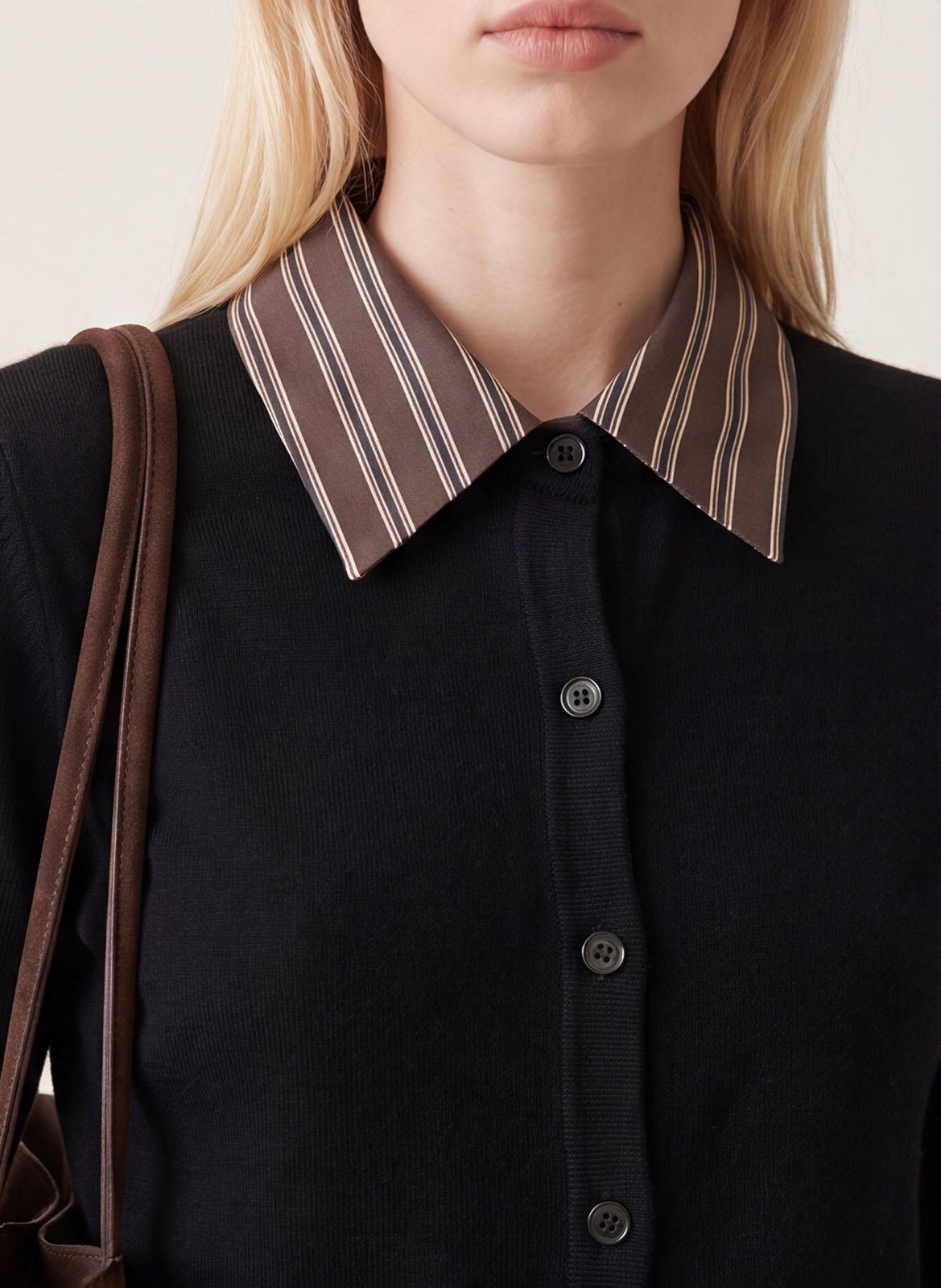 Gilet droit col amovible rayé KOOKAI Noir