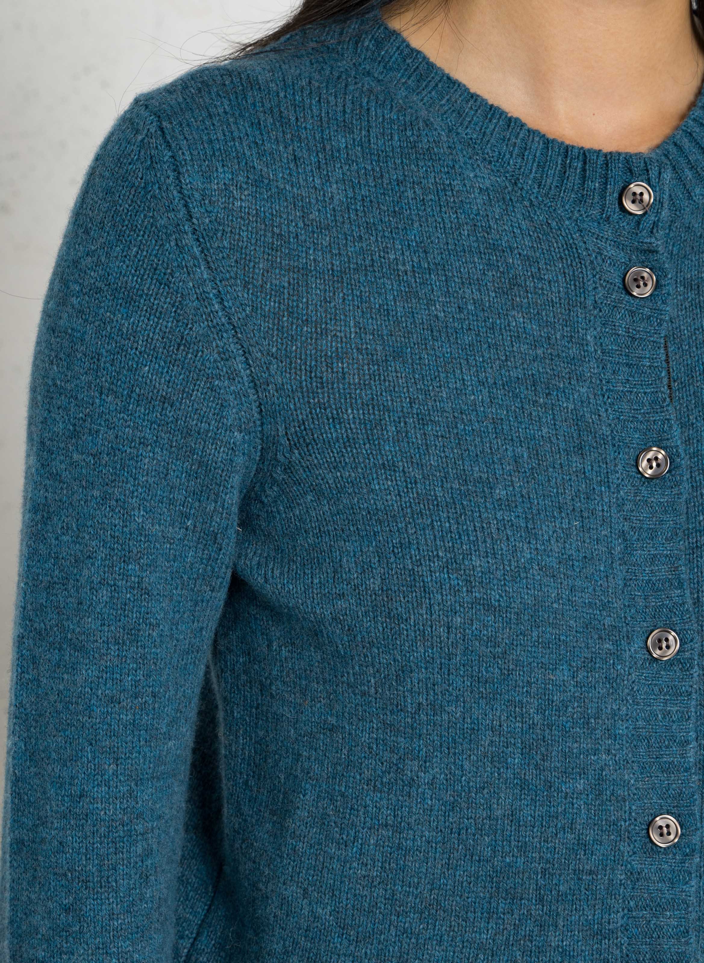 Cardigan droit col rond en laine SOEUR Bleu