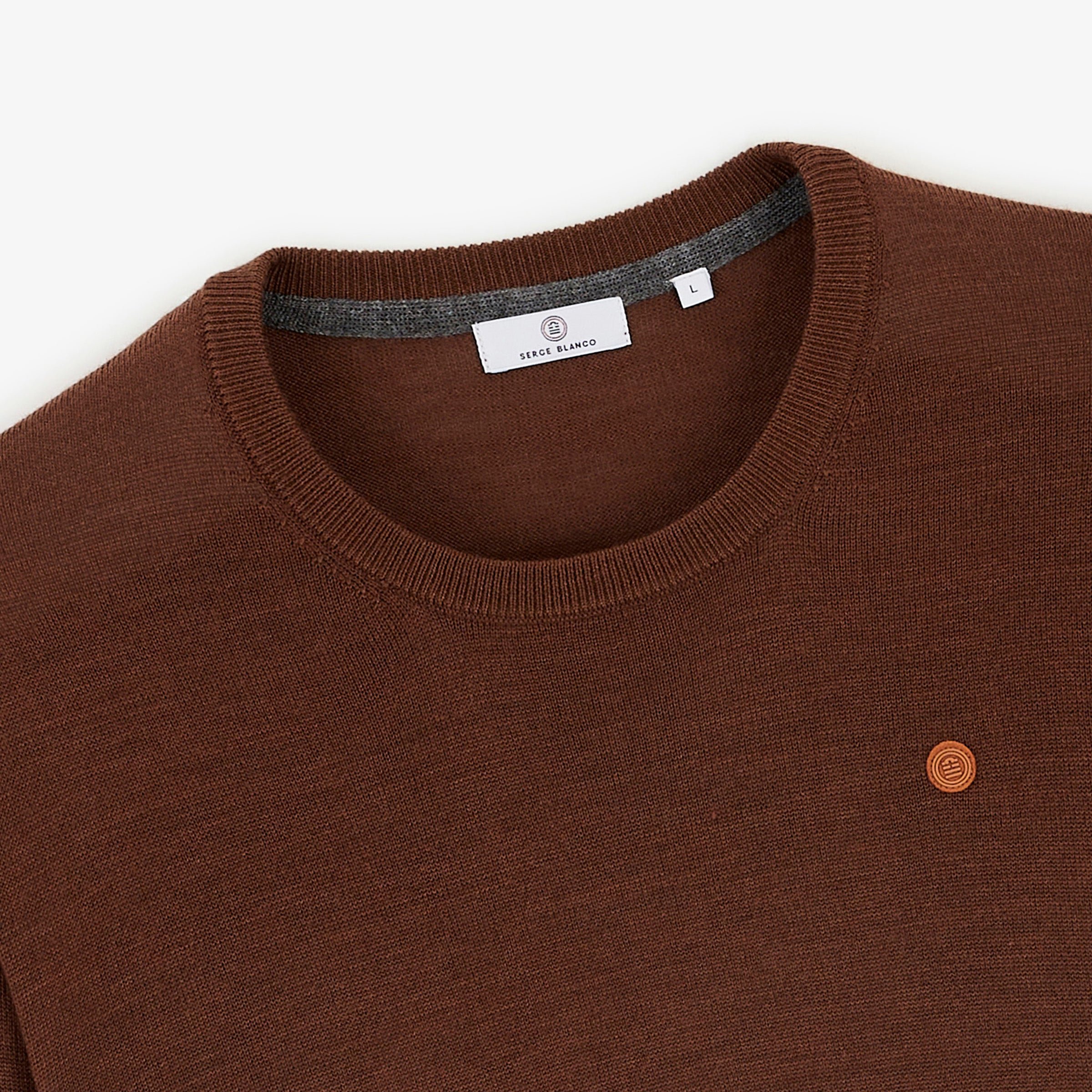 Brownie Brown Essential MAO Crew-Neck Sweater SERGE BLANCO Brown