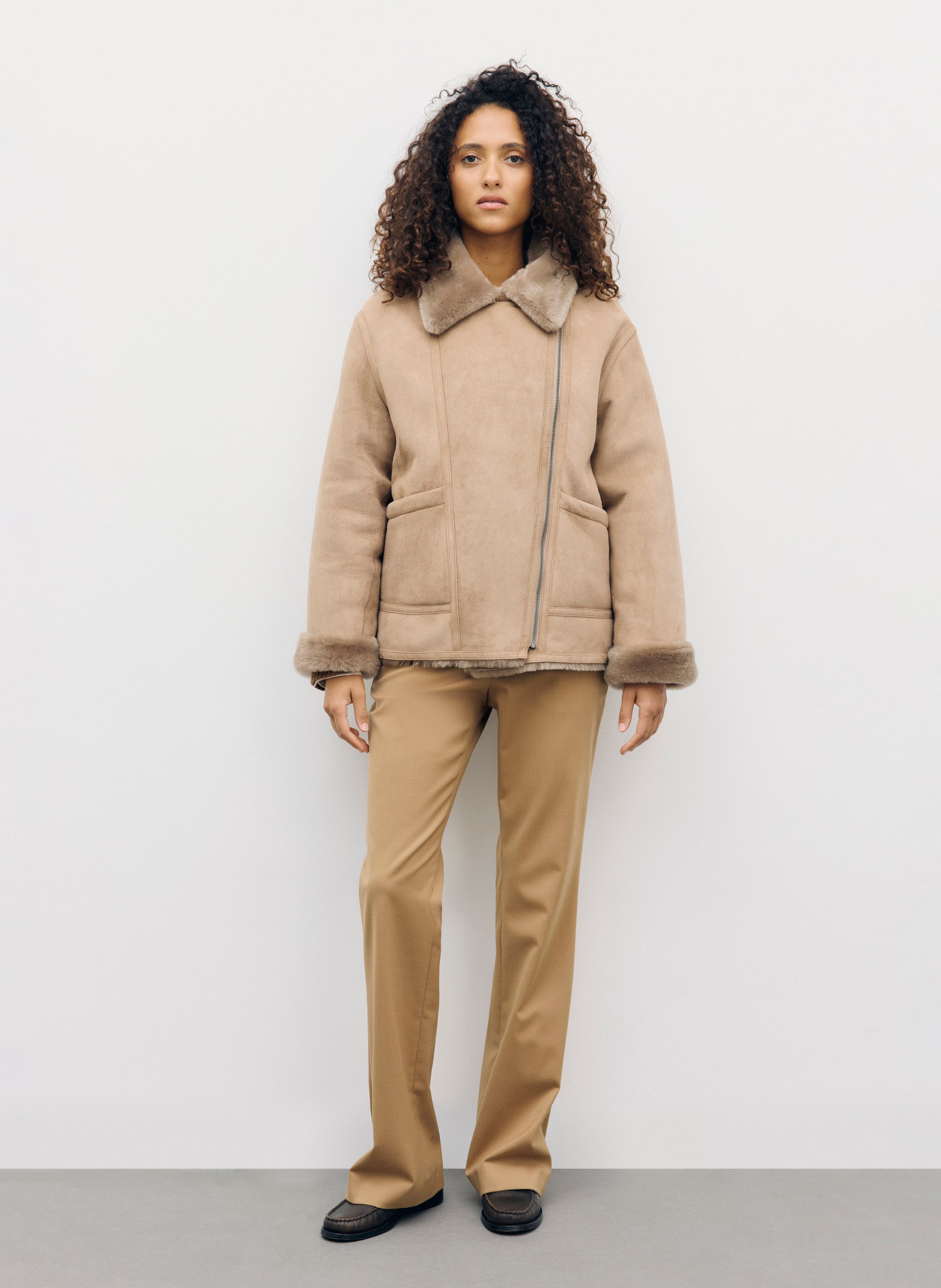 Leather coat with tailored collar GERARD DAREL Brown