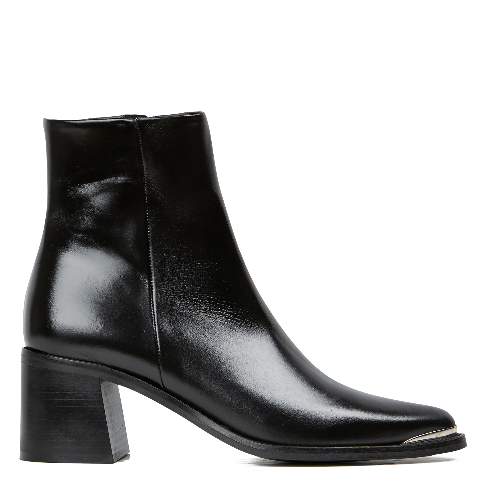 Aged leather mid-calf boots with pointed toe JONAK Black