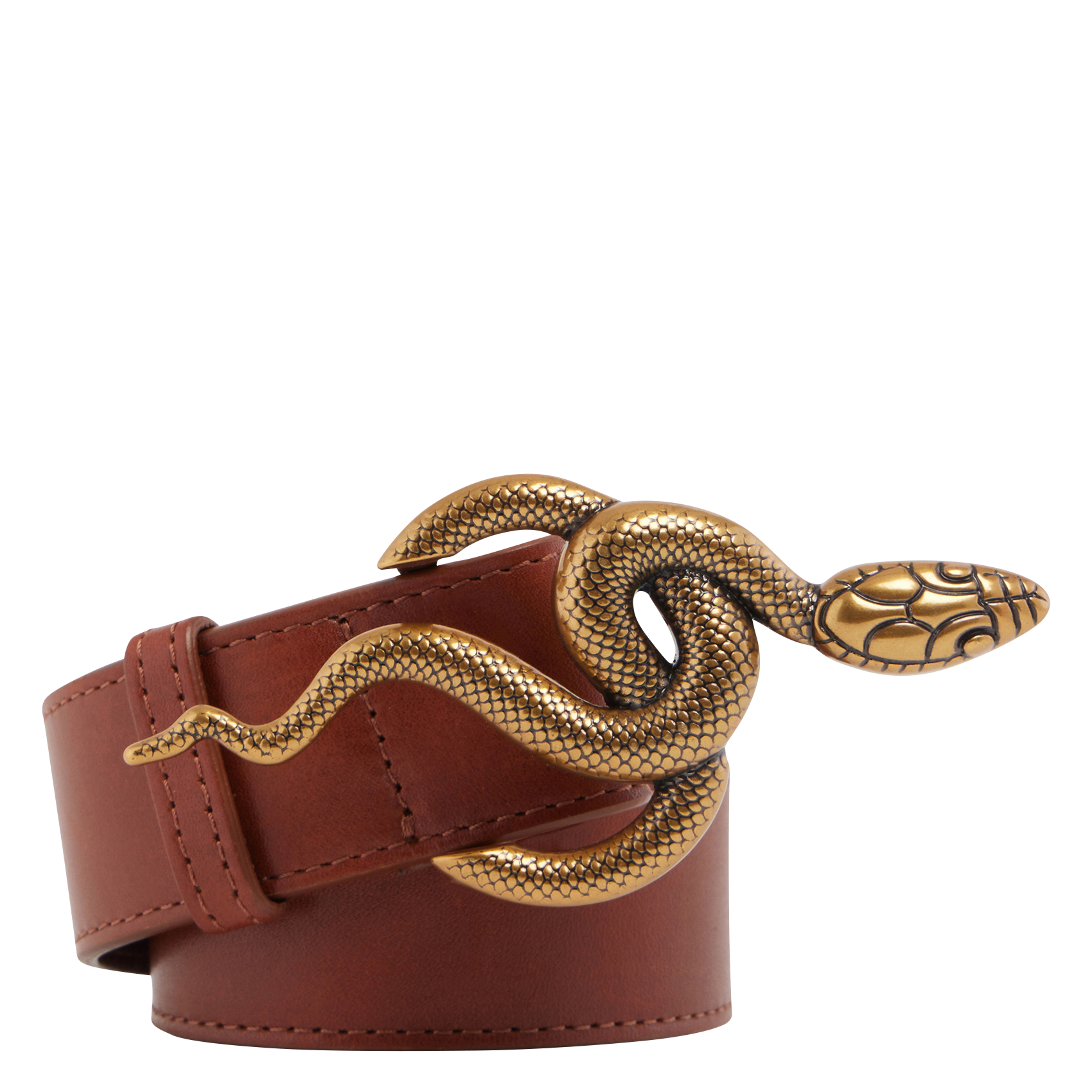 Ceinture fermoir serpent en cuir VANESSA BRUNO Marron