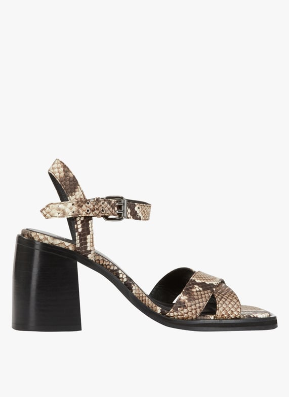 Womens Mules Mules Kooples Snakeskin-embossed Leather Sandals