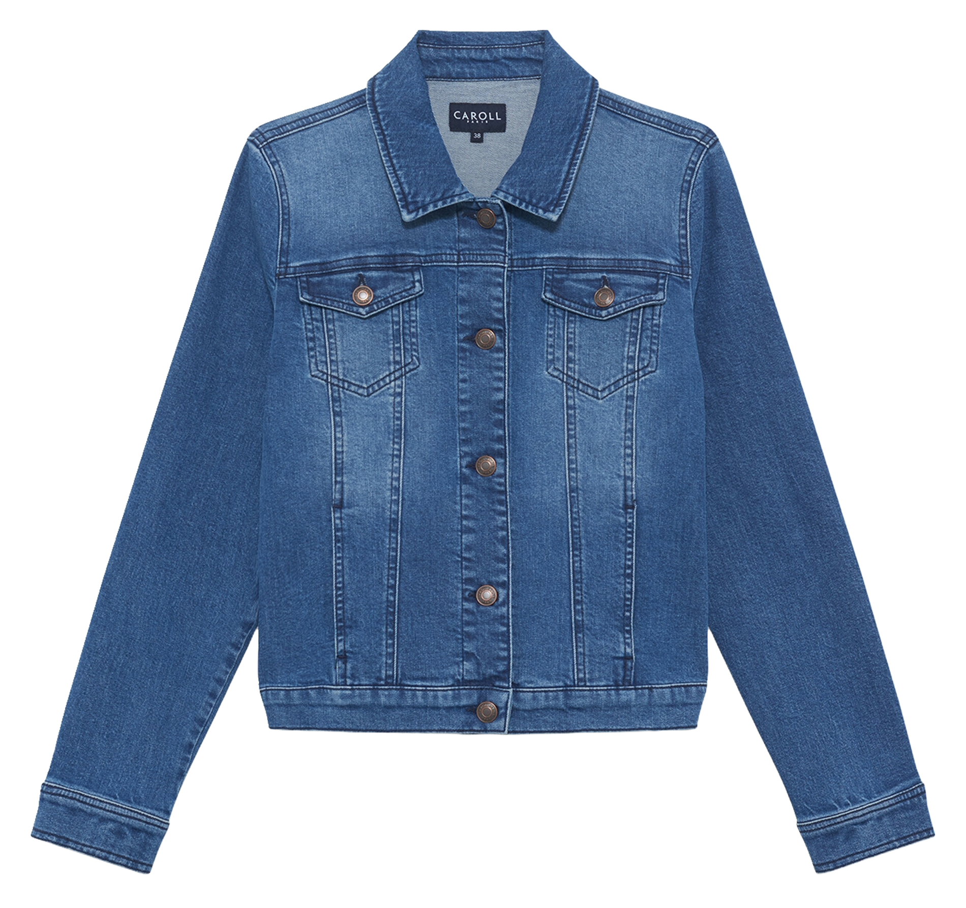 Denim jacket with classic collar CAROLL Blue