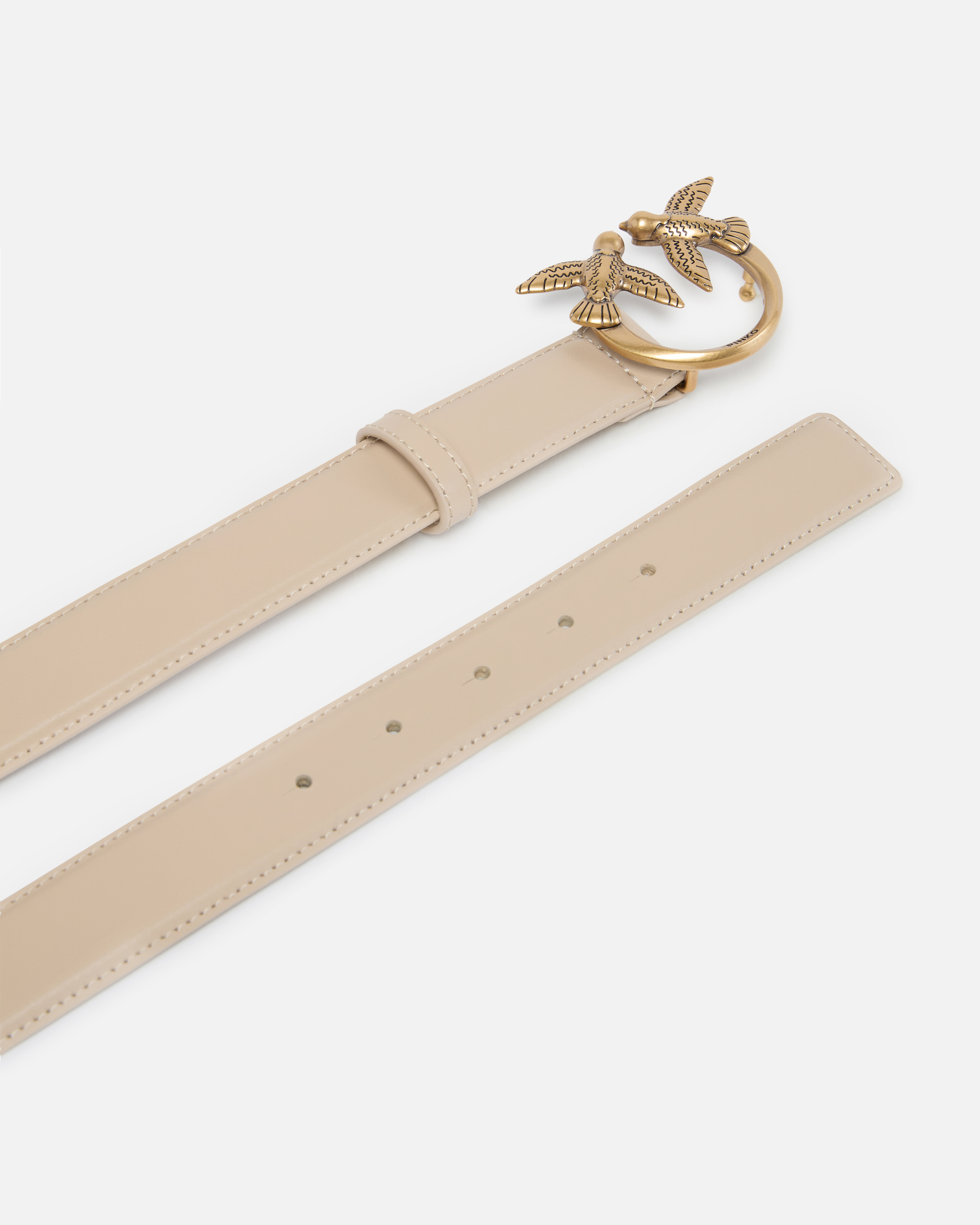 Love birds leather belt 3cm Beige