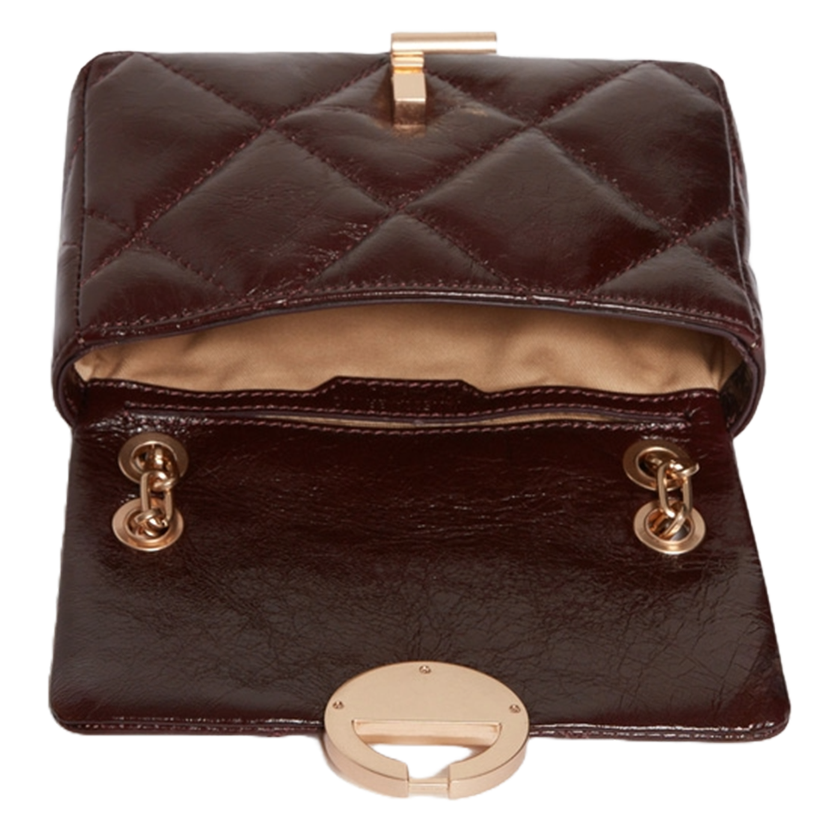 Quilted leather flap bag Brown