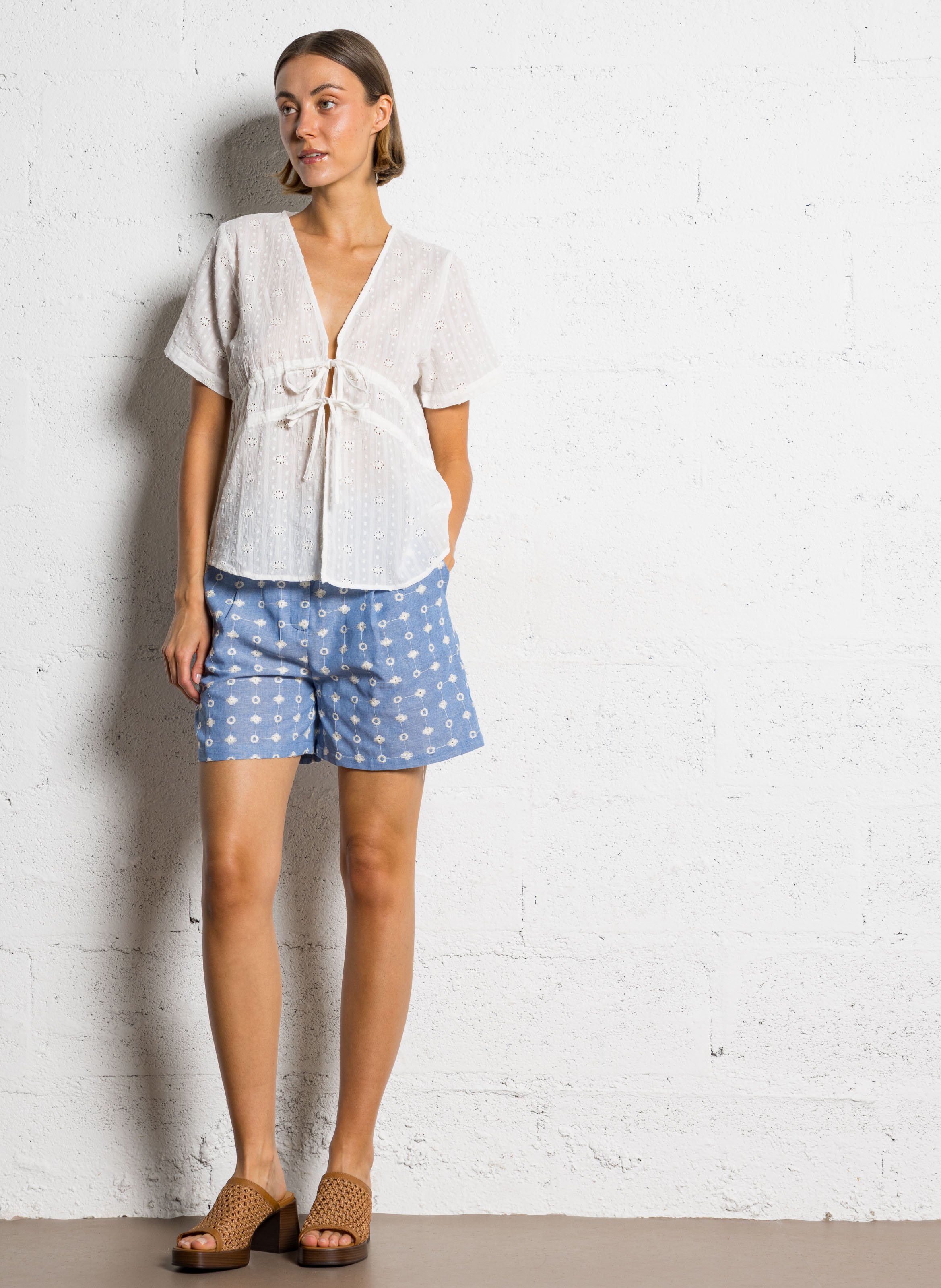 Oversized embroidered cotton top  LA PETITE ETOILE Beige