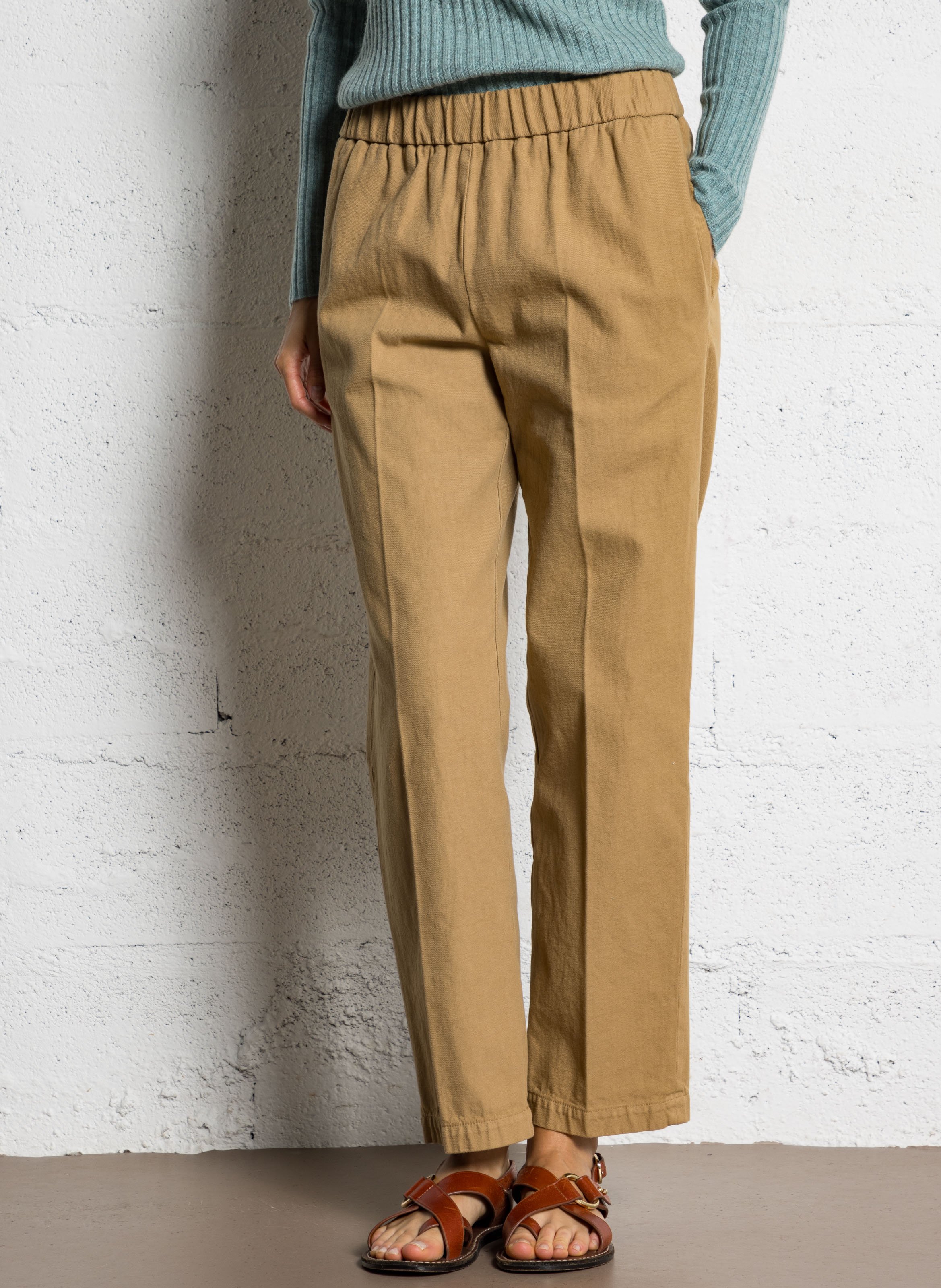 Katoenen straight fit pantalon POMANDERE Beige