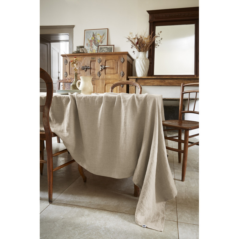 Cotton gauze tablecloth L'EFFET PAPILLON Beige