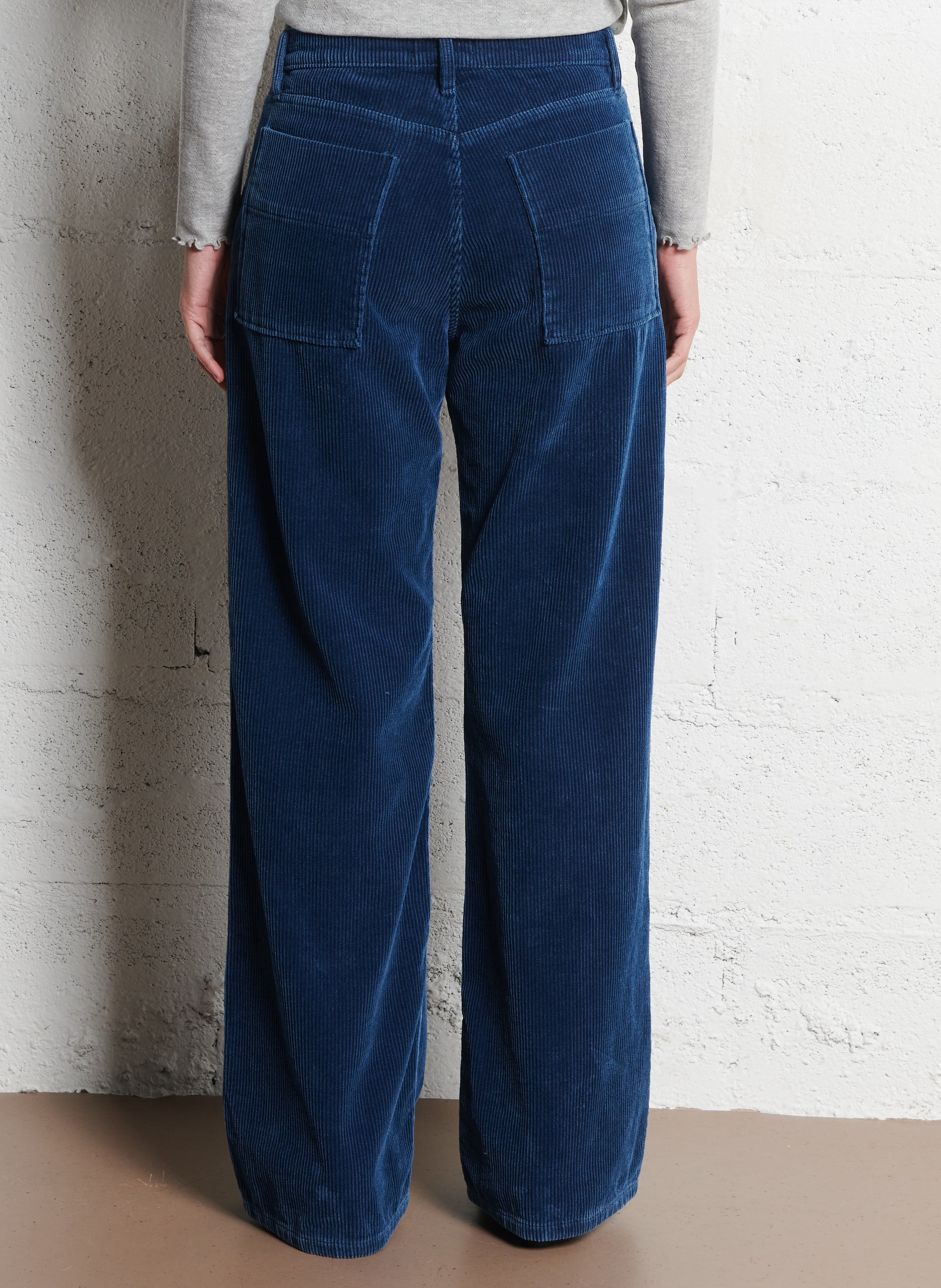 Wide ribbed cotton trousers ACQUAVERDE Blue