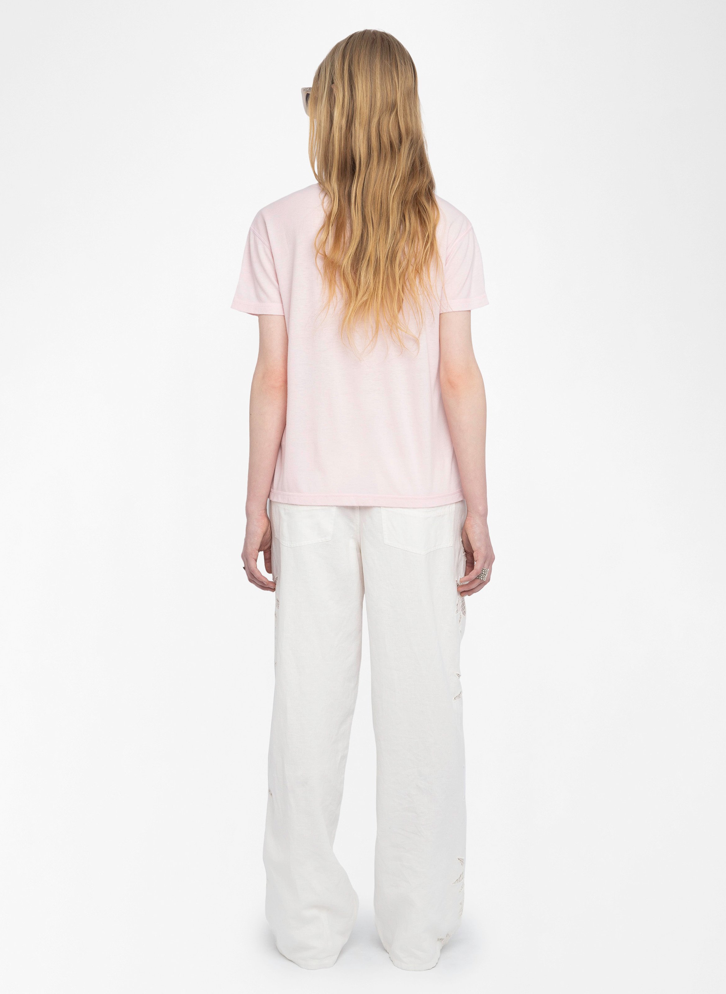 Straight cotton and linen-blend T-shirt ZADIG&VOLTAIRE Pink