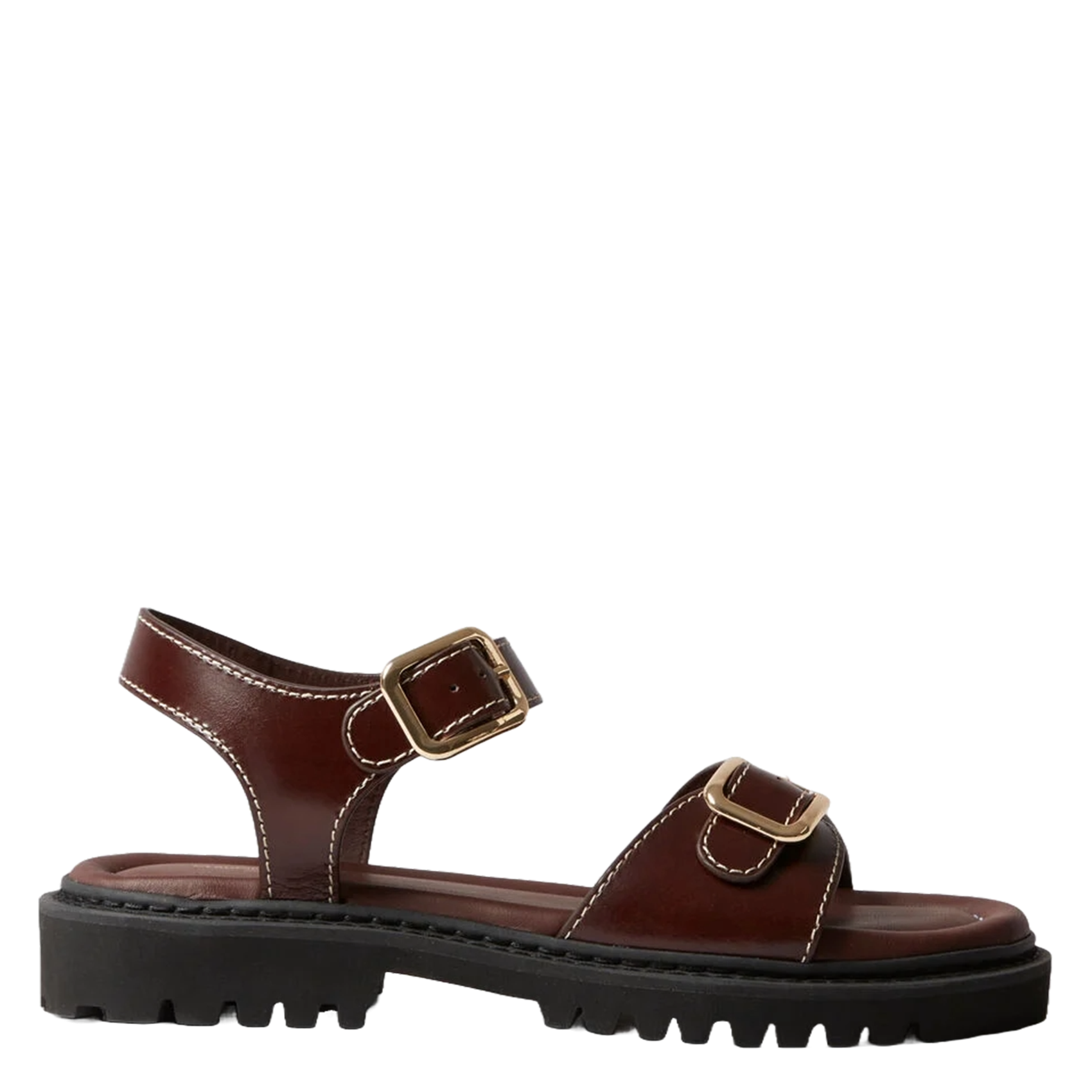 Platte, leren sandalen CLAUDIE PIERLOT Bruin