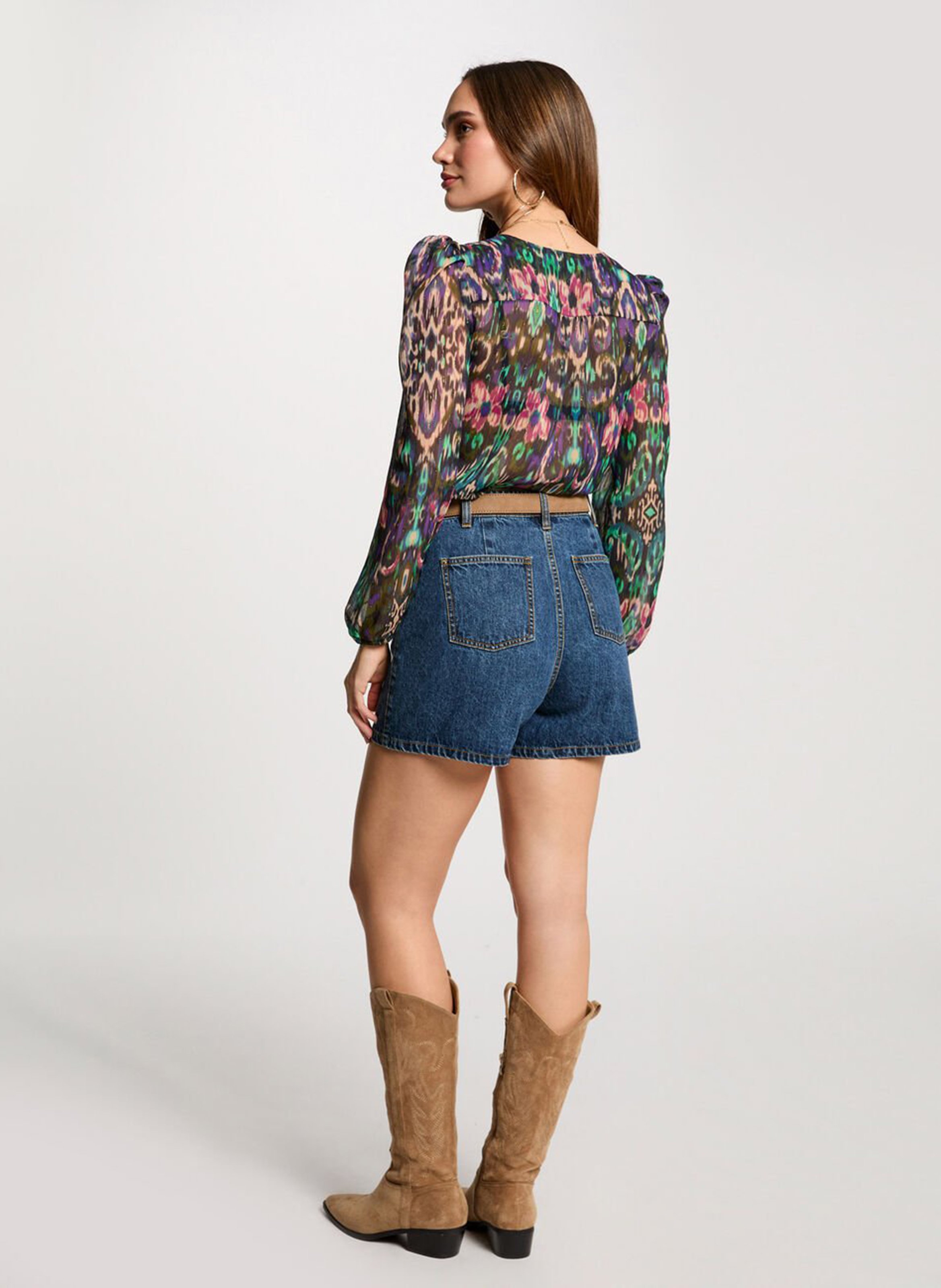 Blouse col v imprimée MORGAN Multicolore